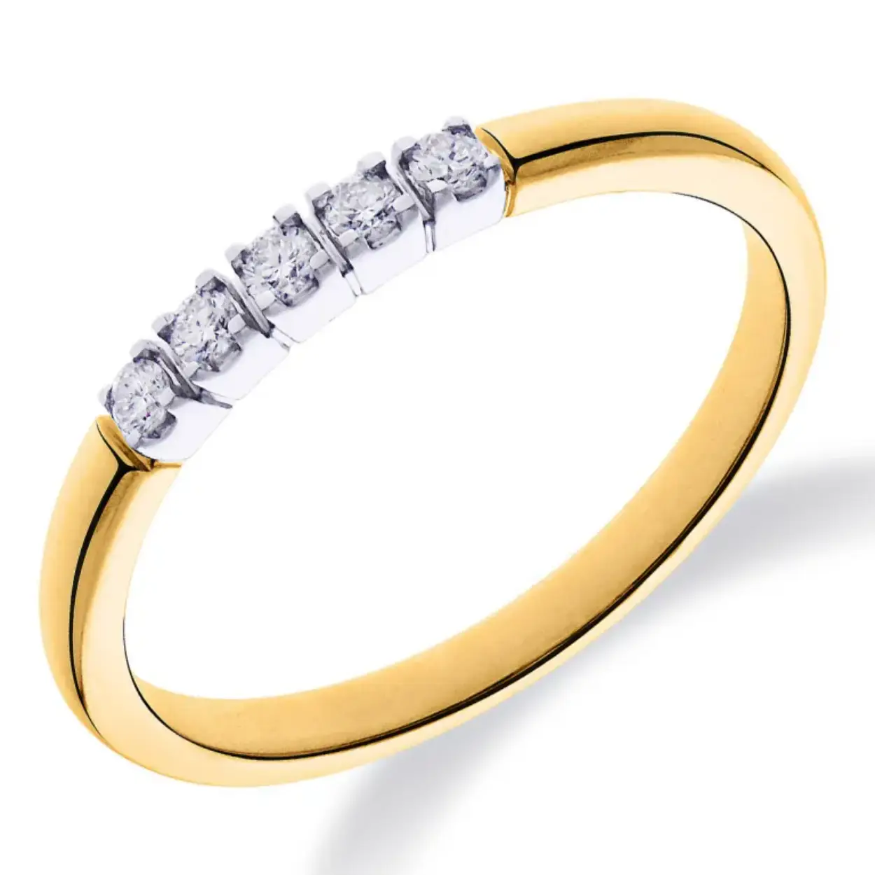 Memoire Ring met 5x0.02 Crt H SI
14 Krt G/W 