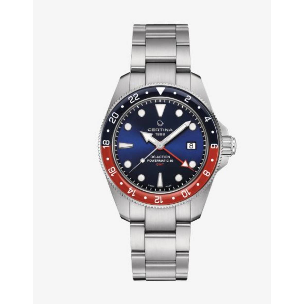 De Certina DS Action (modelnummer C0329291104100) is een horloge met Zwitserse automatische beweging, dat gemaakt is van roestvrij staal met een blauwe wijzerplaat. Het heeft een saffierglas, datumaanduiding en is waterdicht tot 20 bar. Het horloge is analoog, hypoallergeen en heeft een zilverkleurige roestvrijstalen band. Ideaal voor dagelijks gebruik of speciale gelegenheden.