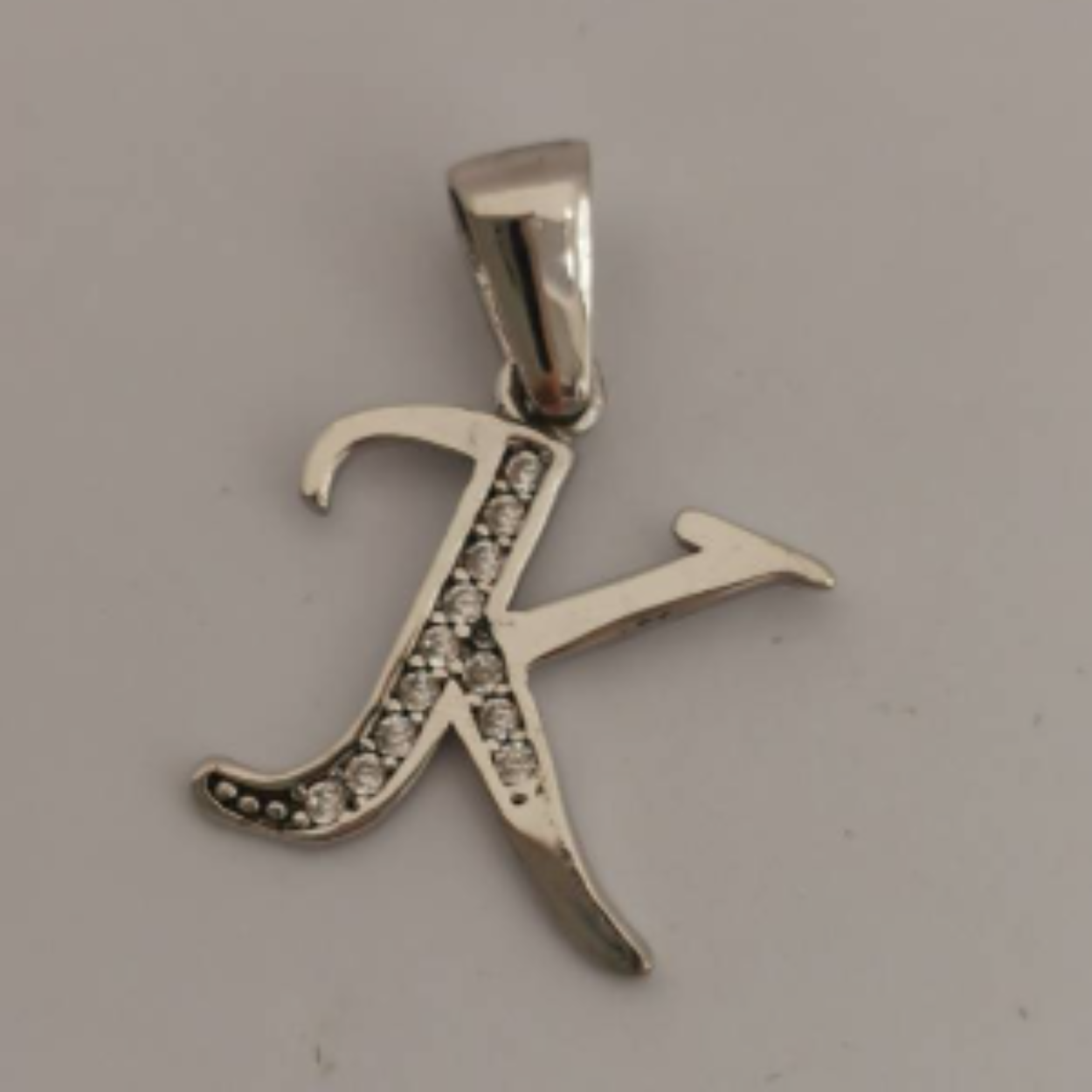 Zilveren hanger letter K zirkonia