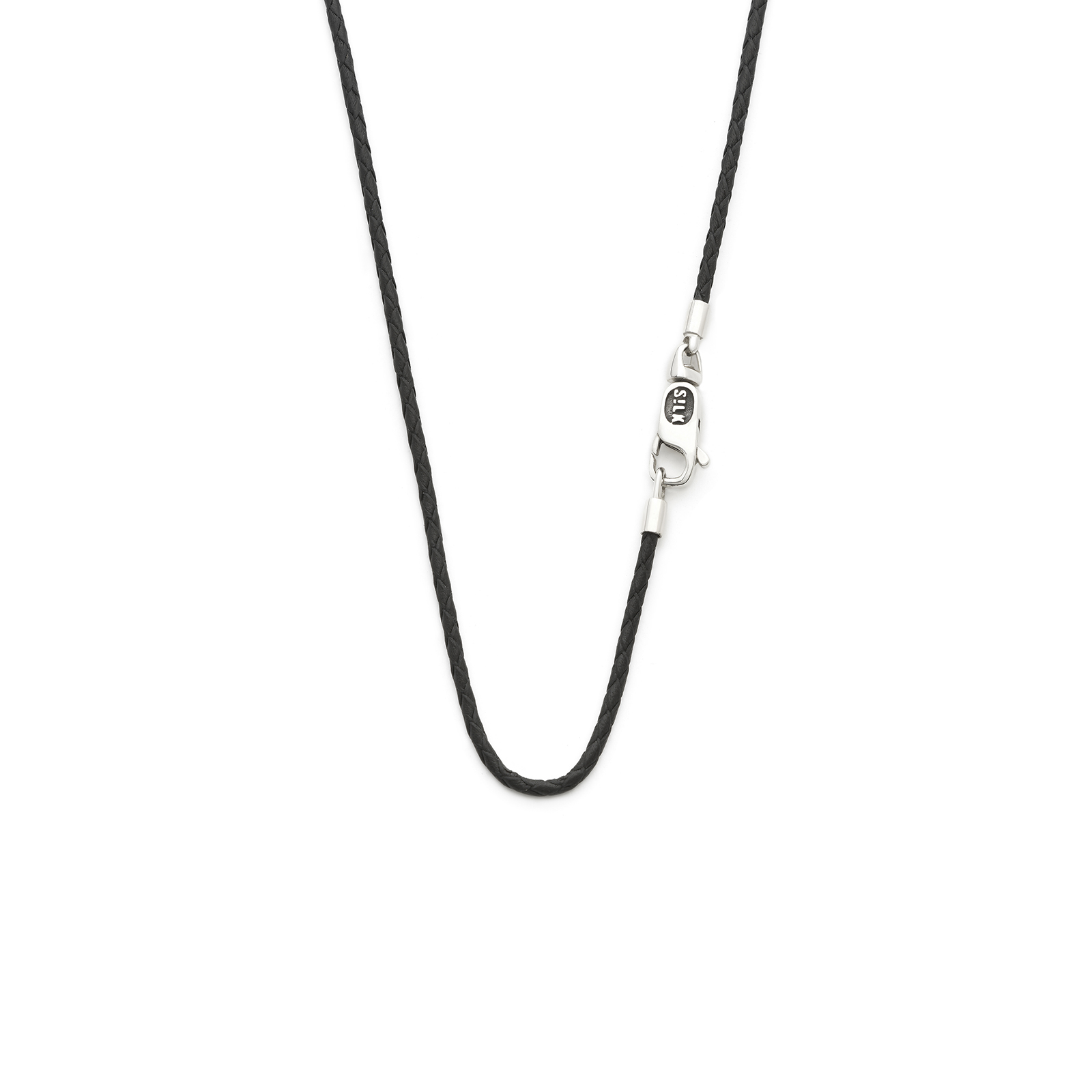179BLK Roots collectie.
Lengte: 60 cm
Breedte: 2 mm 
Leer-Zilver