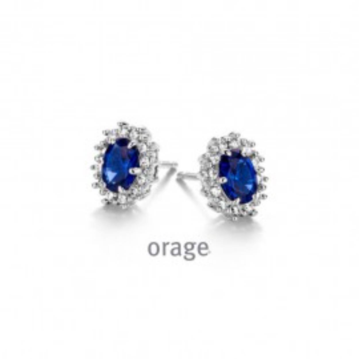 Orage oorstekers zilver blauwe entourage cz