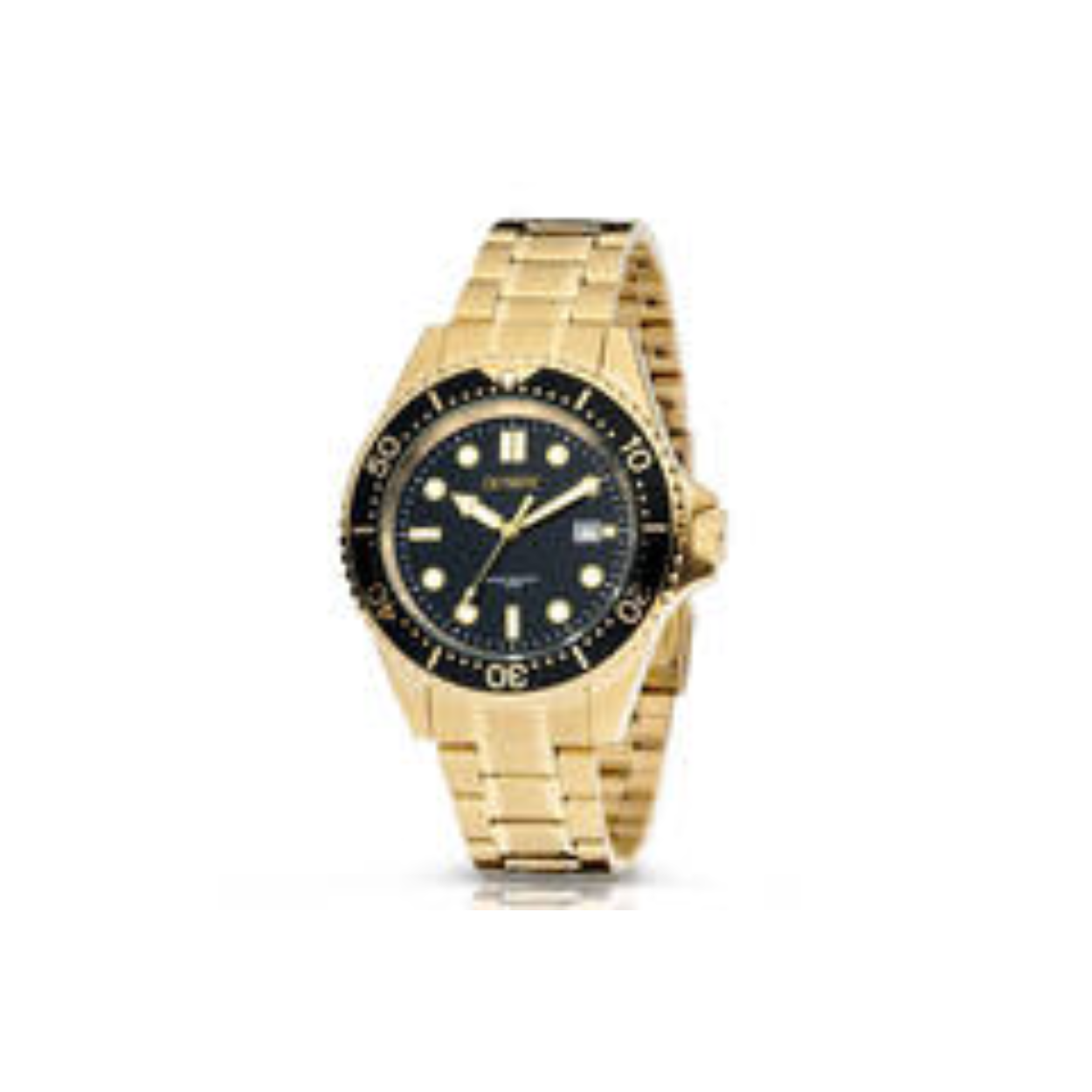 Olympic OL72HDD010 KAI Horloge - Double -Bracelet - Zwart - 42mm 
Dit unieke Olympic horloge met artikelnummer: OL72HDD010 is een herenhorloge met een sportieve uitstraling. De goudkleurige stalen kast heeft een zwarte bezel met de minuut aanduiding en een zwarte wijzerplaat met een datum. De uursaanduiding is opvallend door de lumibrite strepen, stippen en wijzers. De goudkleurige accenten geven het horloge een chique uiterlijk. Aan de goudkleurige stalen kast zit een goudkleurige stalen schakelband met een vouwsluiting. Het horloge heeft een mineraalglas, een doorsnee van 42mm en is 10ATM.

Waterdichtheid 10ATM
Dit horloge is bestand tegen water bij het zwemmen en douchen. Dit horloge is niet bestand tegen (grote) waterdruk dus je kunt er niet mee duiken.

Het merk:
Een mooi horloge hoeft niet duur te zijn! Het Nederlandse horlogemerk Olympic levert stoere chronografen, slimline series, digitale uurwerken en elegante dameshorloges. De prijs-kwaliteitverhouding staat bij Olympic hoog in het vaandel met prijzen die uiteenlopen van € 34,95 tot en met € 159,00.

100% Nederlands ontwerp, waterdicht en standaard 3 jaar fabrieksgarantie.

Specificaties:
- Ronde kast Ø 42mm
- Goudkleurige stalen horlogekast
- Zwarte wijzerplaat
- Goudkleurige stalen schakelband
- 10ATM 
- Standaard 3 jaar fabrieksgarantie
- Mineraalglas