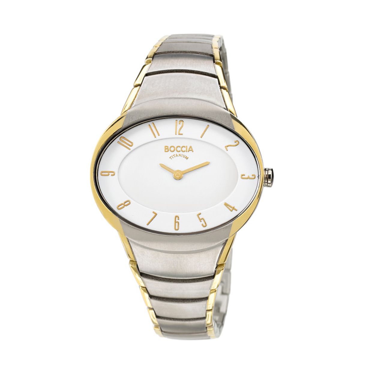 Boccia Titanium 3165-11
Dit Boccia Titanium dameshorloge heeft een bicolor titanium kast. Het horloge heeft een kast afmeting van 36 x 31mm en mineraalglas. De band van het horloge is van titanium en kan op maat worden gemaakt door er schakels uit te halen met een horlogeband inkortset. Of je nu sportief of chique gekleed gaat, dit horloge past bij elke outfit en iedere gelegenheid.