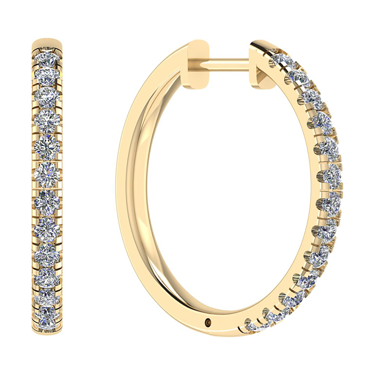 14k geelgouden diamanten oorbellen met 0.47 caraat. diameter 16mm. 