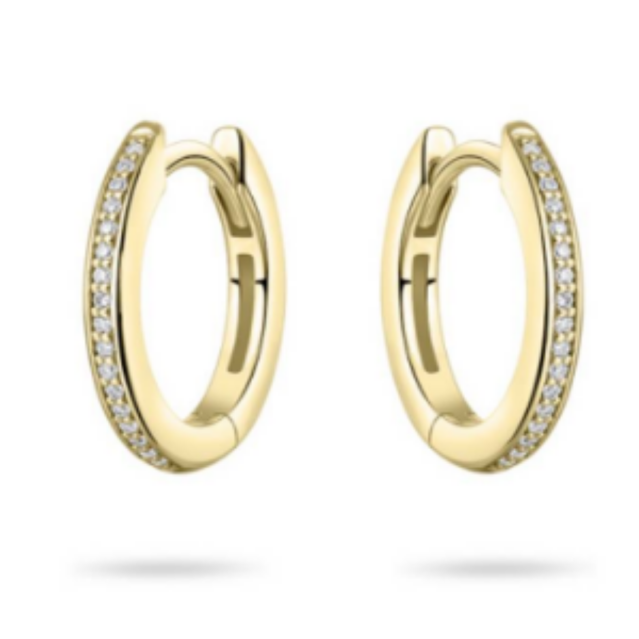 Zilveren klapoorringen 15mm met zirkonia goldplated