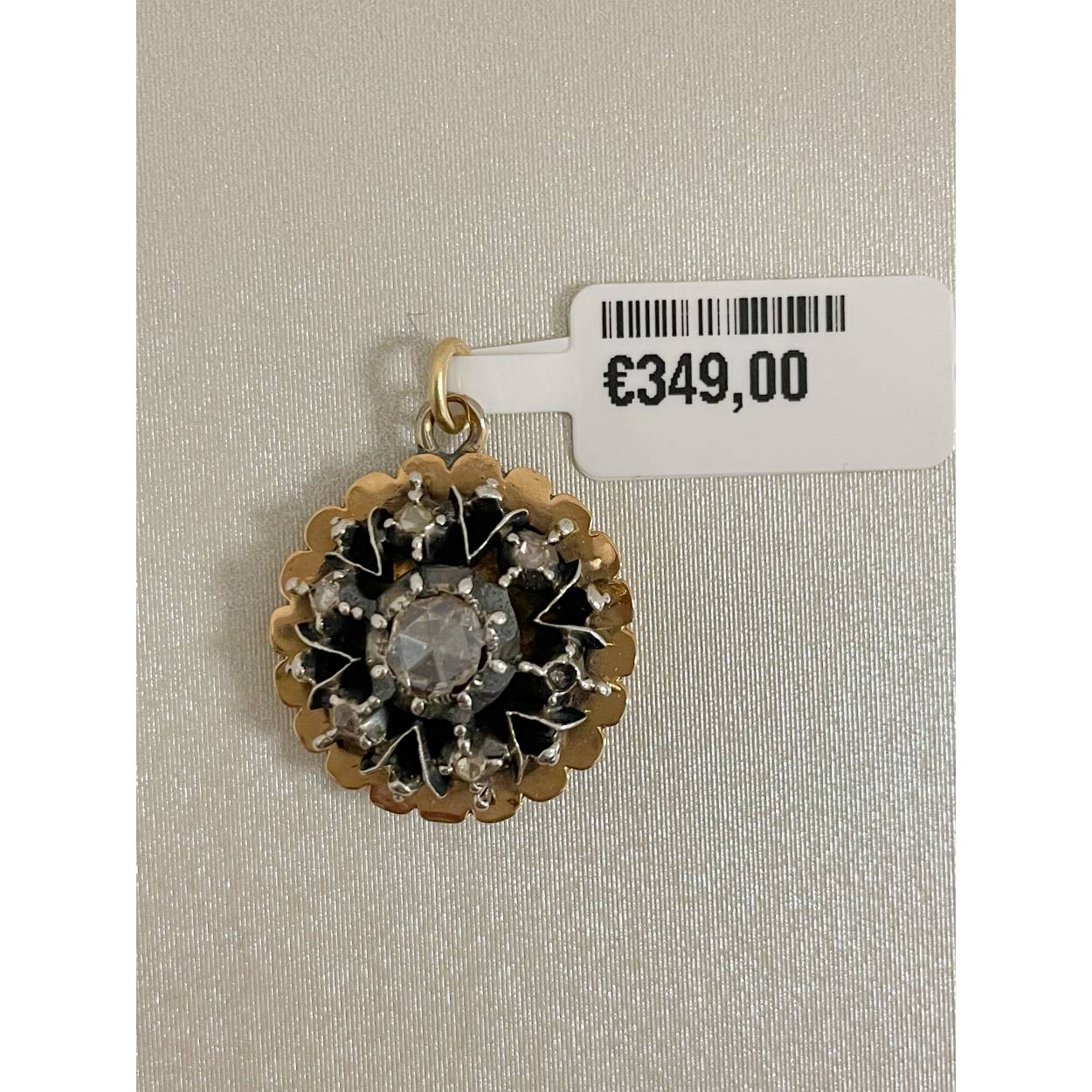 VINTAGE wit- gouden hanger / roos diamant