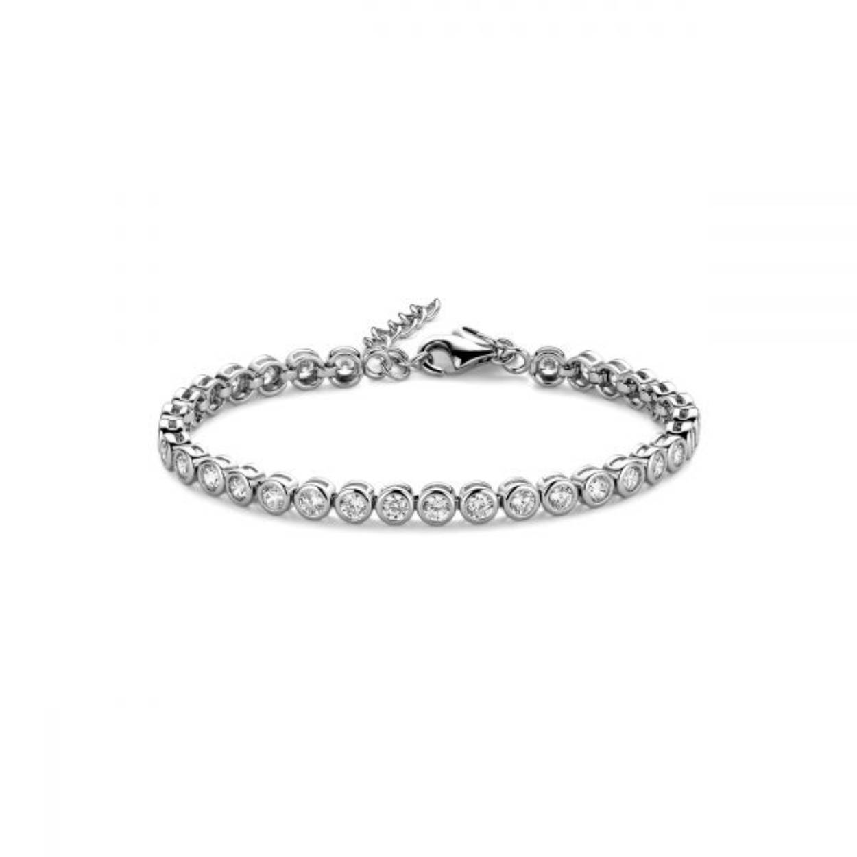 Zilveren tennis armband Zirkonia. 4 mm Lengte 15.5 + 3cm