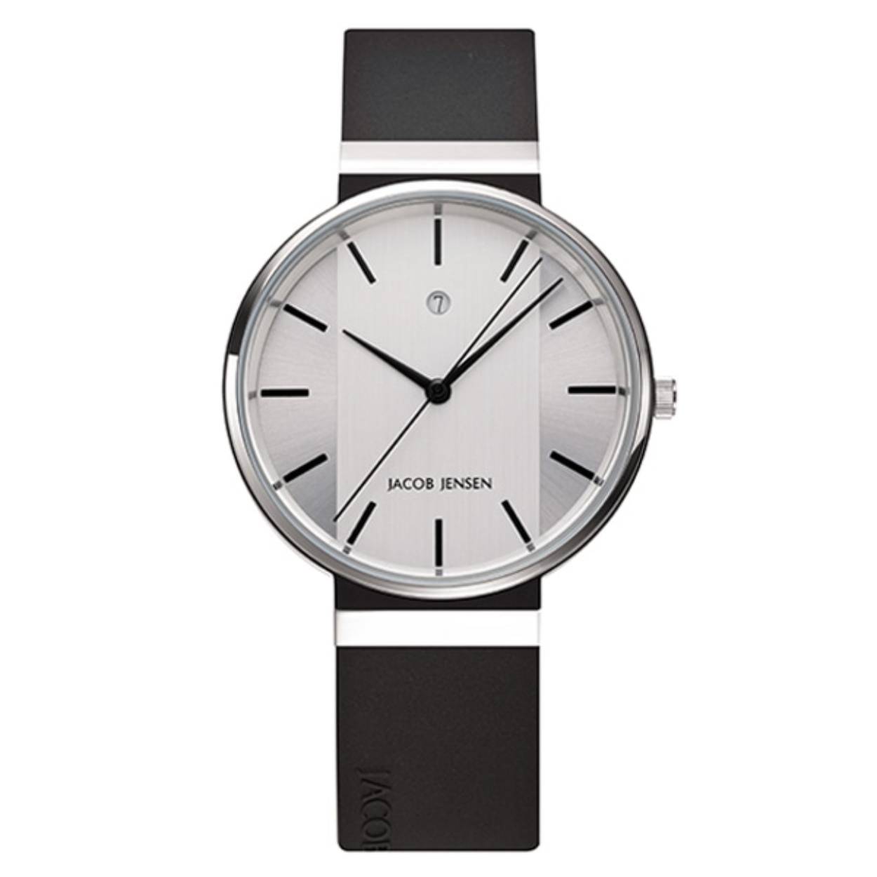 Dit horloge heeft een zilverkleurige analoge wijzerplaat met een zilverkleurige kast (29 mm diameter) en is voorzien van mineraal glas. Het horloge is voorzien van een quartz uurwerk en is 3 ATM/Bar (30m) waterdicht. Dit horloge komt uit de New serie. Het horloge heeft geen extra functies. Voor meer informatie over Jacob Jensen gaat u naar www.jacobjensen.nl. 