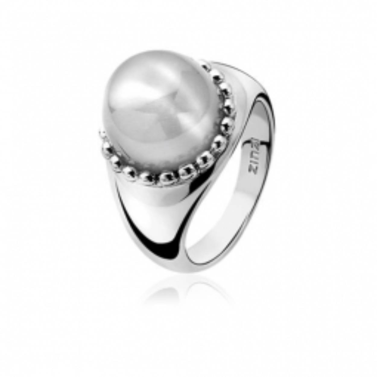 ZINZI zilveren ring met grijze cateye. Vervaardigd van eerste gehalte zilver (925) en met extra rodiumlaag voor een langdurige glans.