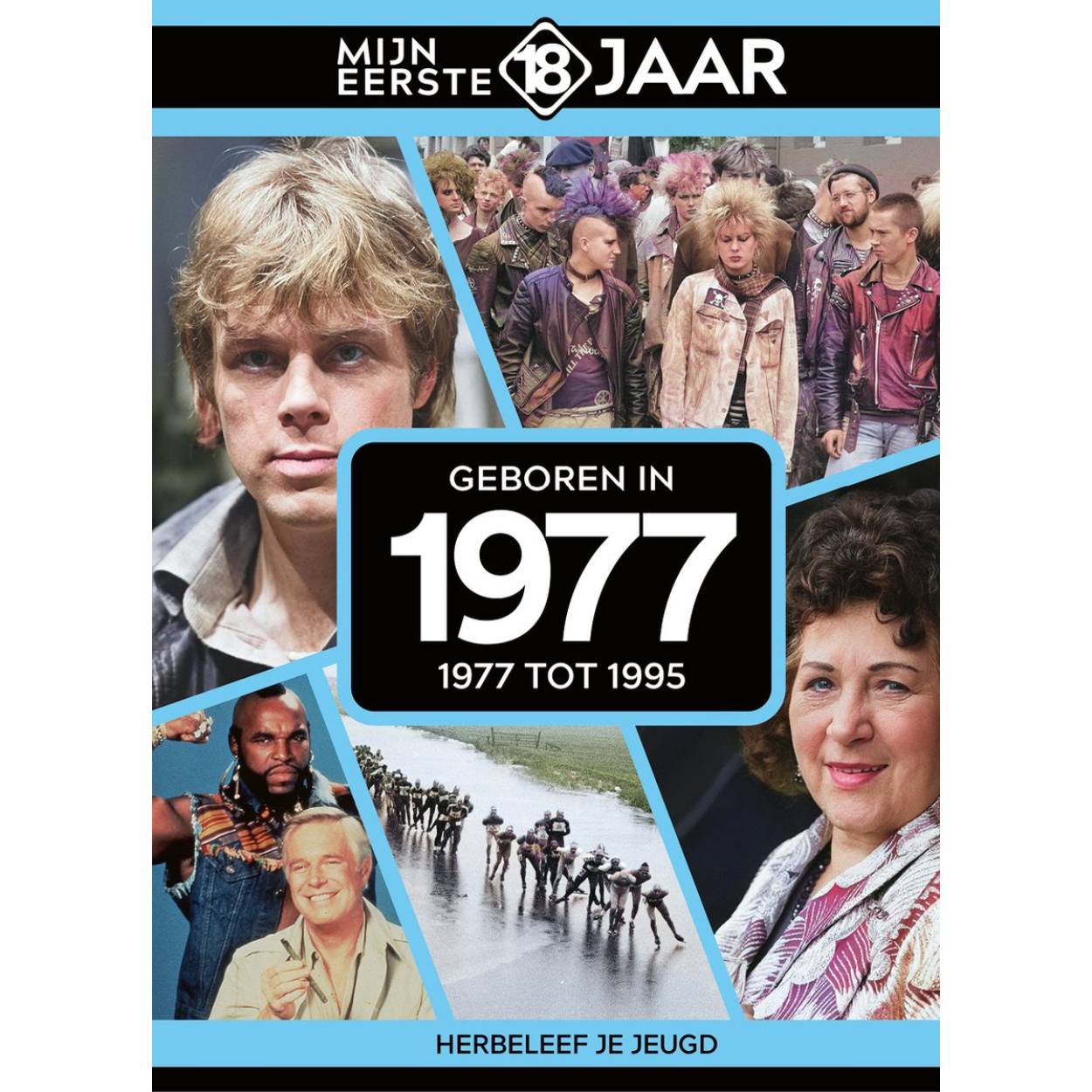 MIJN EERSTE 18 JAAR; GEBOREN IN 1977 De jaren van 1977 tot 1995 Mijn Eerste 18 Jaar is hét boek vol met ‘oh ja!’-momenten. Droom weg bij alle hoogtepunten uit jouw jeugd. Zo beleef je de meest spraakmakende momenten uit de eerste 18 jaar van jouw leven opnieuw. Aan welke hits, films en tv-programma’s heb je mooie herinneringen? Hoe was de mode toen, het straatbeeld en de rages? Welke sporthelden zijn je bijgebleven? En wat was het nieuws waar iedereen het over had? Mijn Eerste 18 Jaar staat boordevol jeugdsentiment. Met maar liefst 182 pagina’s aan kleurrijke foto’s, anekdotes en iconische beelden uit jouw jonge jaren. Ook hebben we per jaar de grootste hits voor je verzameld. Scan de code en beluister jouw hits. Begin met bladeren en herbeleef je jeugd!
