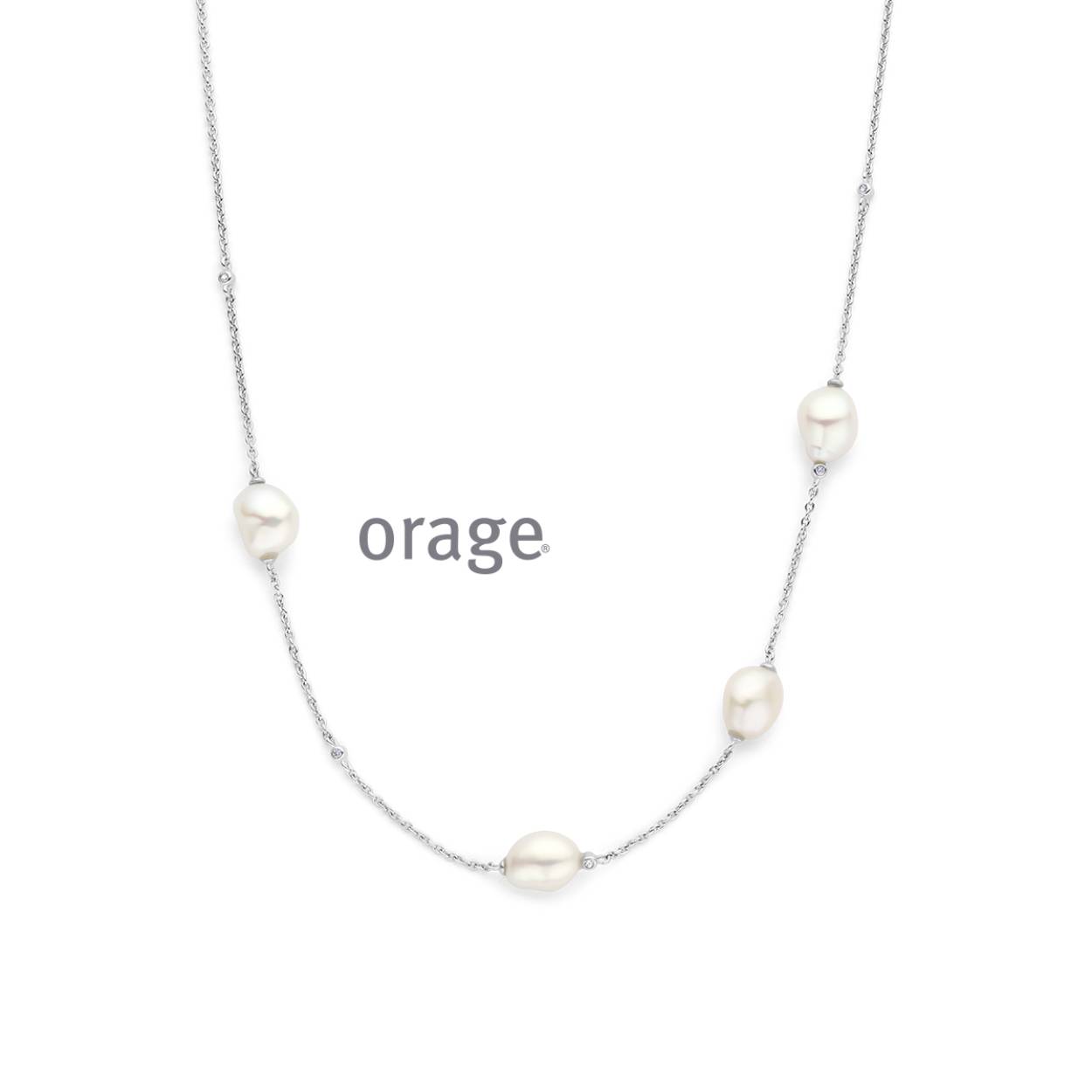 Orage Collier zilver met parels - AW236