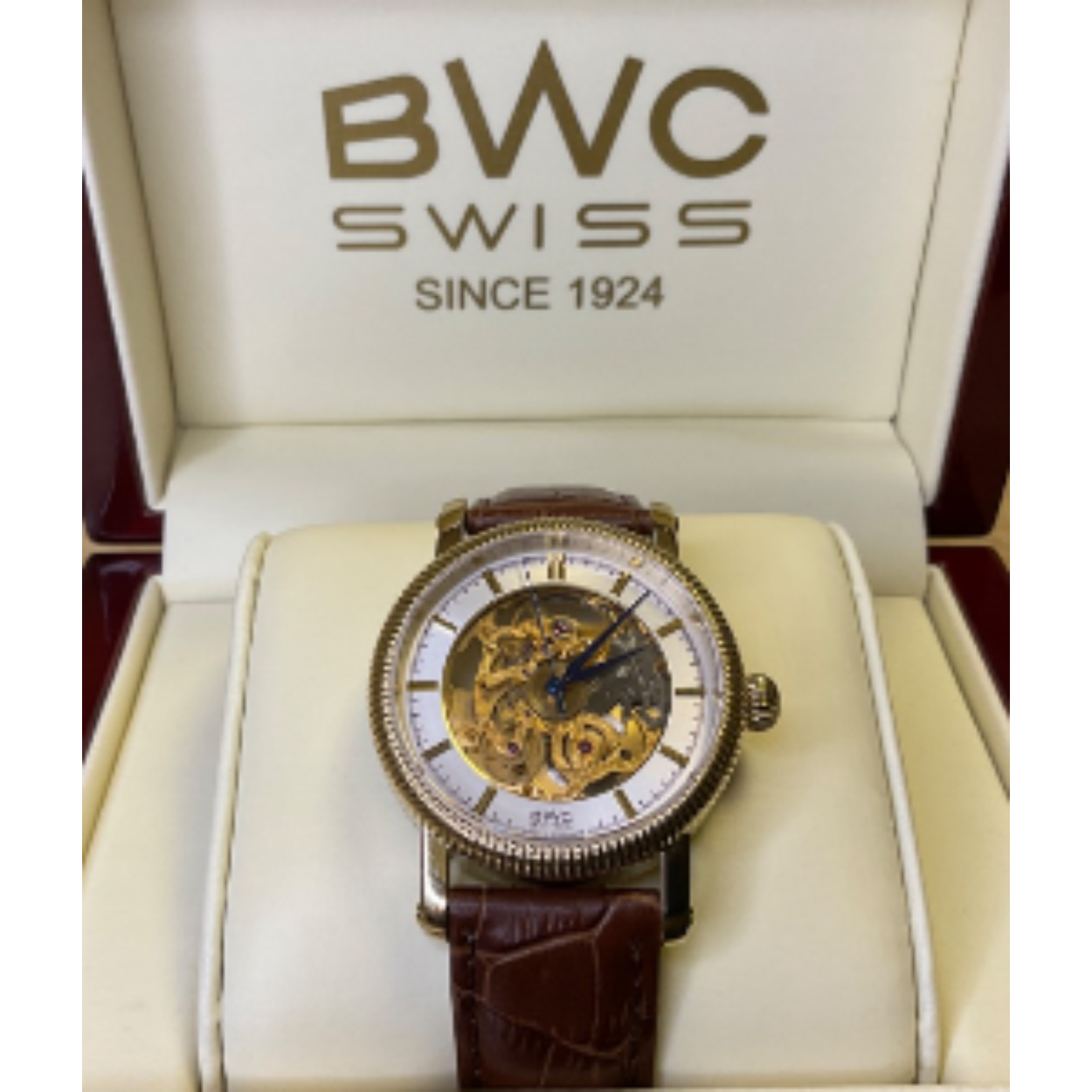 Horloge skelet automaat leren band 