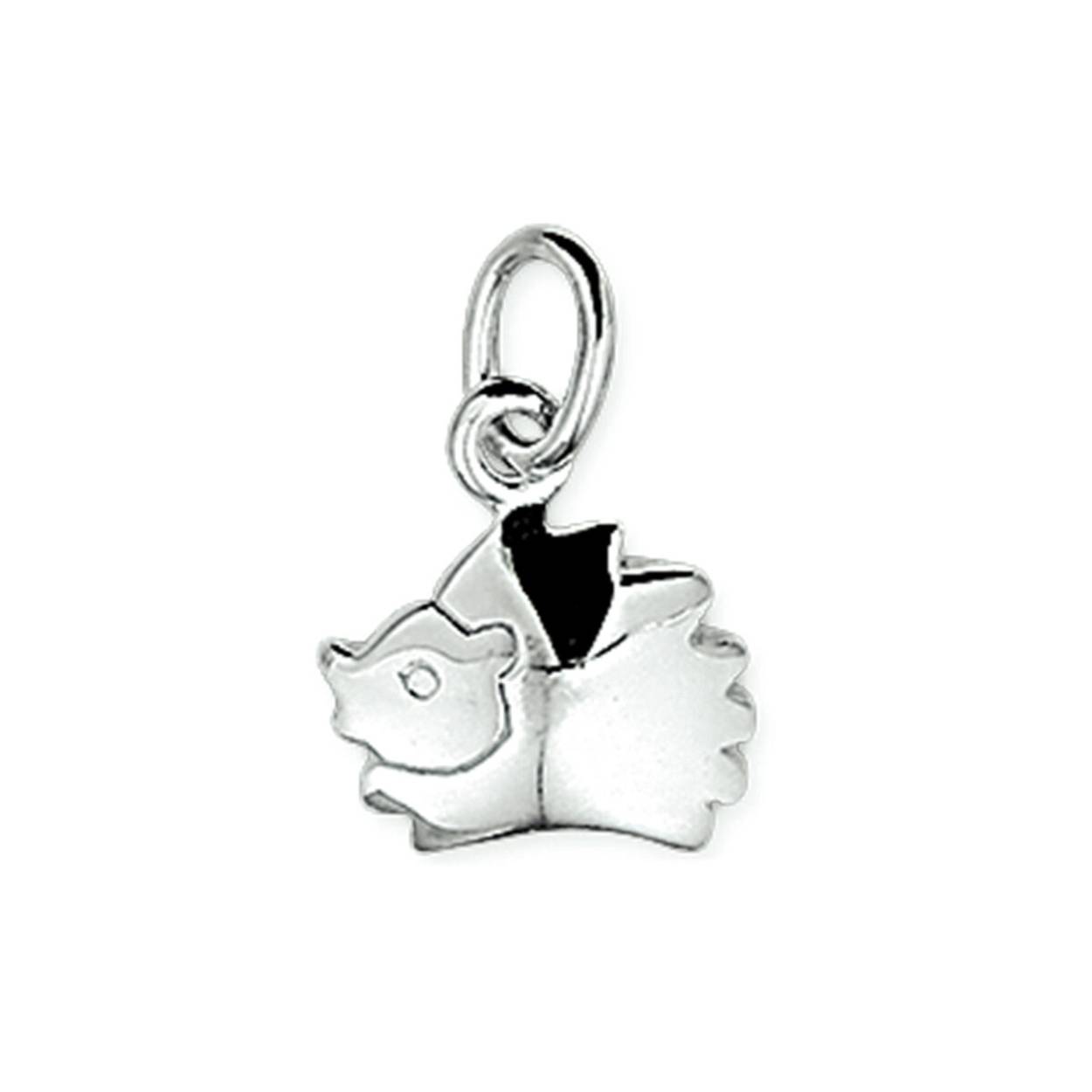 Zilveren bedel in de vorm van een egel met een glanzende en matte afwerking