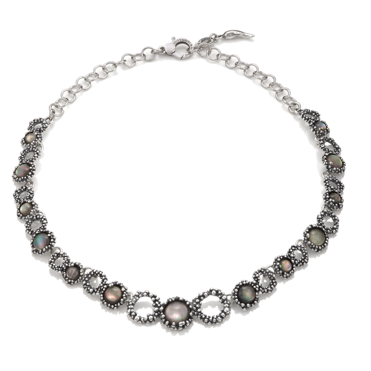 zilveren collier met parelmoer rondjes  Mini Maui Collectie