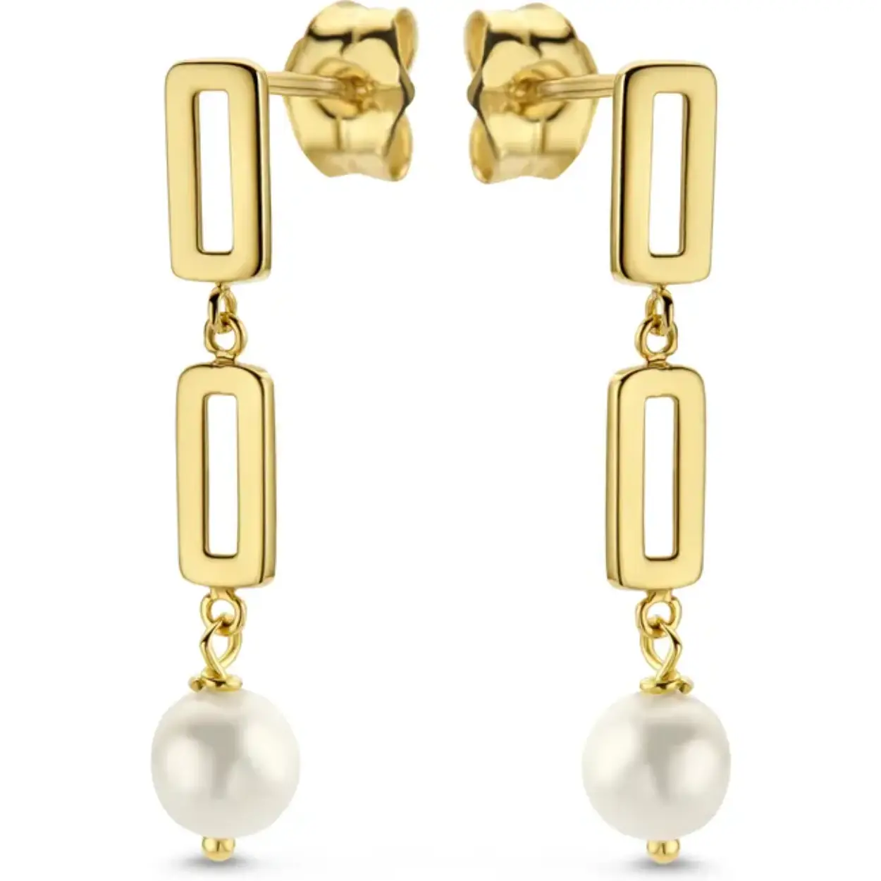 14K gouden oorhangers met zoetwaterparel