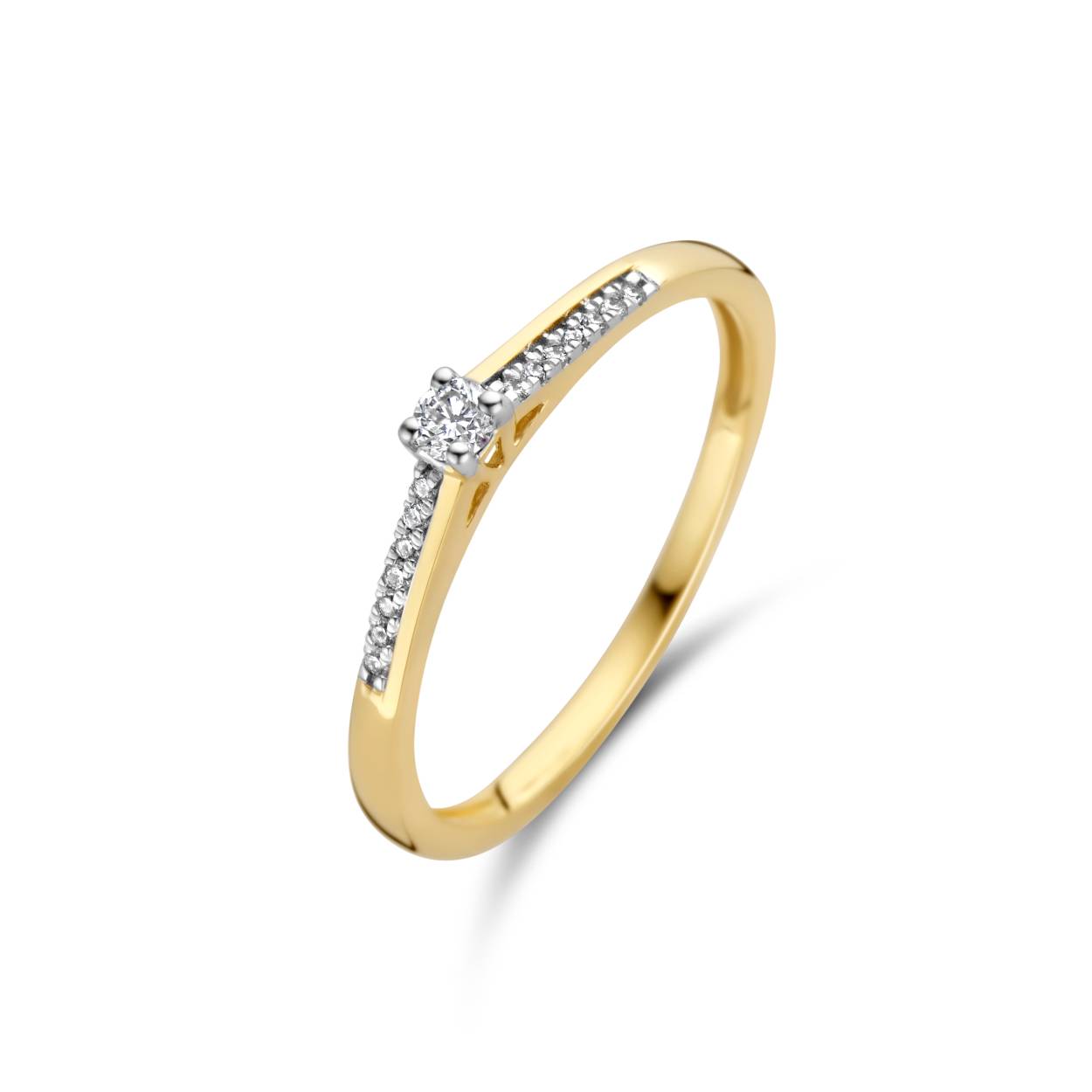 Ring geel goud 14kt met diamanten