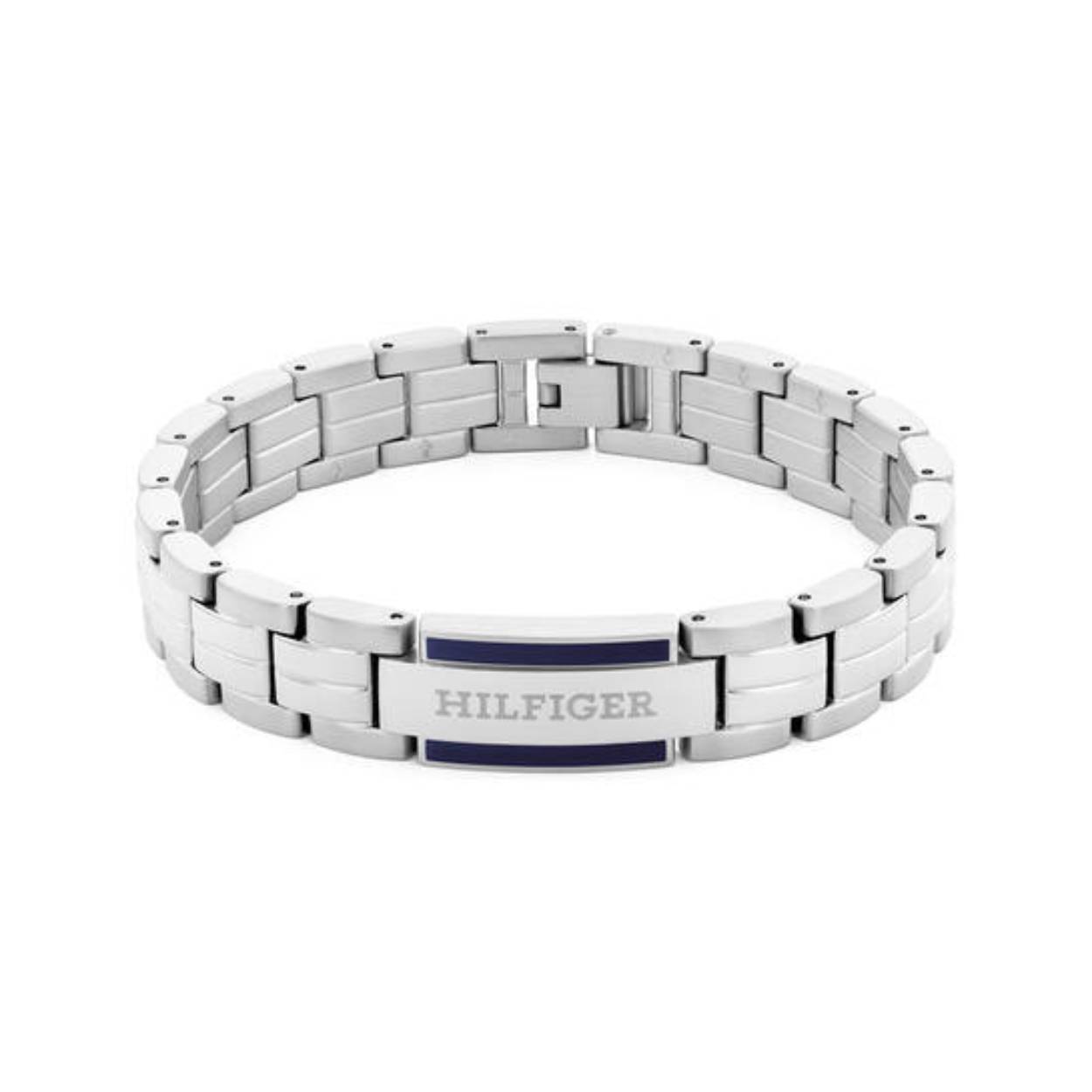 Tommy Hilfiger Jewels TJ2790600 Armband Heren Staal 19cm
Deze armband van Tommy Hilfiger uit de jewelry serie PARKER met nr: TJ2790600 is een opvallend model. De stalen heren schakelarmband heeft een plaat in het midden met daarop de naam Hilfiger met een blauwe emaille ondergrond. De armband sluit met een druksluiting en heeft een lengte van 19cm. Ook leuk te combineren met andere sieraden van Tommy Hilfiger.

Het merk:
Tommy Hilfiger is wereldwijd één van de grootste designer lifestyle merken en is internationaal bekend om haar classic American cool stijl. De sieraden zijn voor dames en heren met een eigen stijl, die niet bang zijn om dit aan de wereld te laten zien.

Specificaties:
- Stalen armband met emaille
- Strakke bolle schakel
- Lengte 19cm
- Heren sieraad