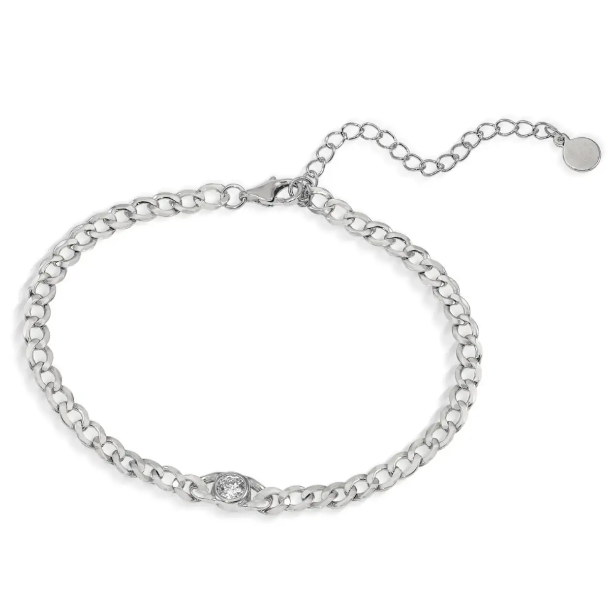 Silver link bracelet with zirconia detail. A perfect design to combine with other bracelets from our collection and dazzle with your looks. Silver link bracelet with white cubic zirconia detail in the center. A perfect bracelet to combine with the matching necklace, you will love it!