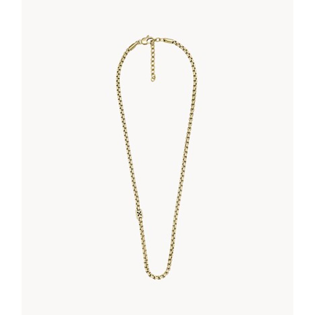 Deze schakelketting is gemaakt van goudkleurig RoestVrij Staal en heeft een karabijnsluiting.