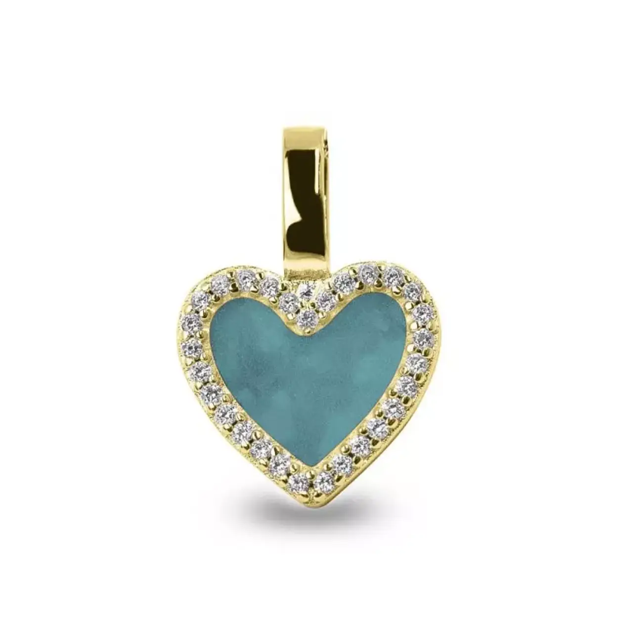 Deze hartvormige hanger van 9 karaat goud kan desgewenst worden gevuld met as en hars in een kleur die u samen met ons kunt samenstellen.