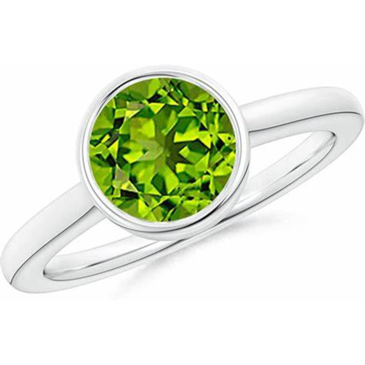 14k witgouden ring met 8mm Peridoot