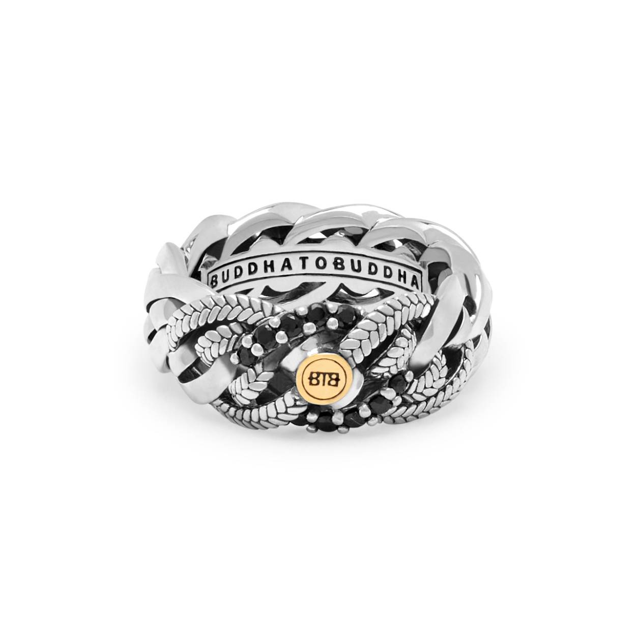 851 16 Nathalie Black Spinel Limited Ring Silver Gold 14 krt