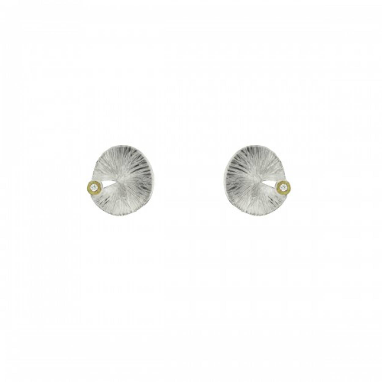 Oorknoppen zilver/goud met diamant