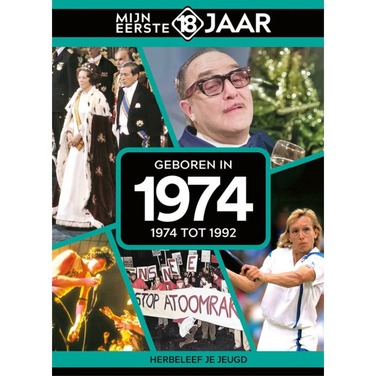 MIJN EERSTE 18 JAAR; GEBOREN IN 1974 De jaren van 1974 tot 1992 Mijn Eerste 18 Jaar is hét boek vol met ‘oh ja!’-momenten. Droom weg bij alle hoogtepunten uit jouw jeugd. Zo beleef je de meest spraakmakende momenten uit de eerste 18 jaar van jouw leven opnieuw. Aan welke hits, films en tv-programma’s heb je mooie herinneringen? Hoe was de mode toen, het straatbeeld en de rages? Welke sporthelden zijn je bijgebleven? En wat was het nieuws waar iedereen het over had? Mijn Eerste 18 Jaar staat boordevol jeugdsentiment. Met maar liefst 182 pagina’s aan kleurrijke foto’s, anekdotes en iconische beelden uit jouw jonge jaren. Ook hebben we per jaar de grootste hits voor je verzameld. Scan de code en beluister jouw hits. Begin met bladeren en herbeleef je jeugd!
