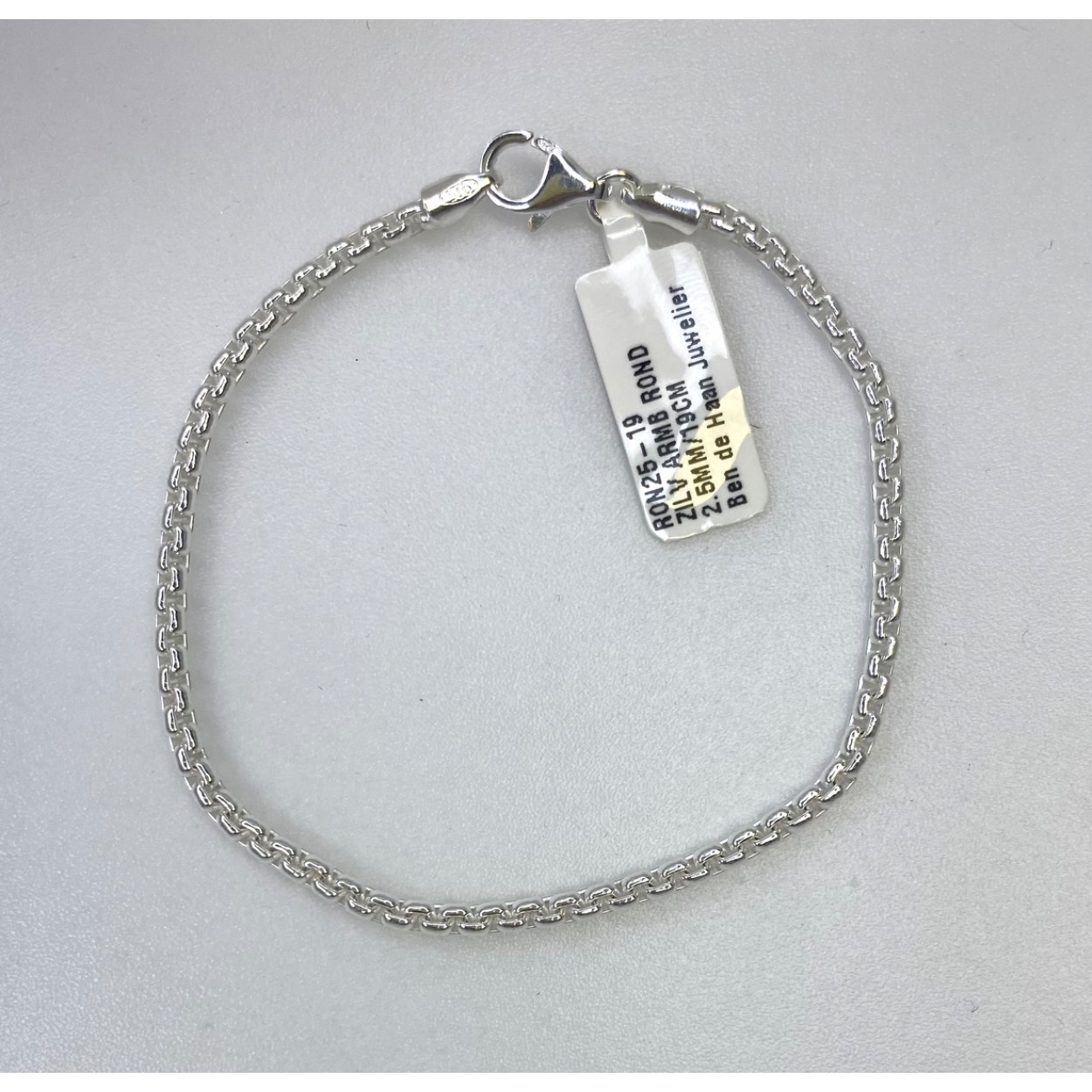Zilver Rondo armband 19 cm / 2.9 mm met karabijnsluiting