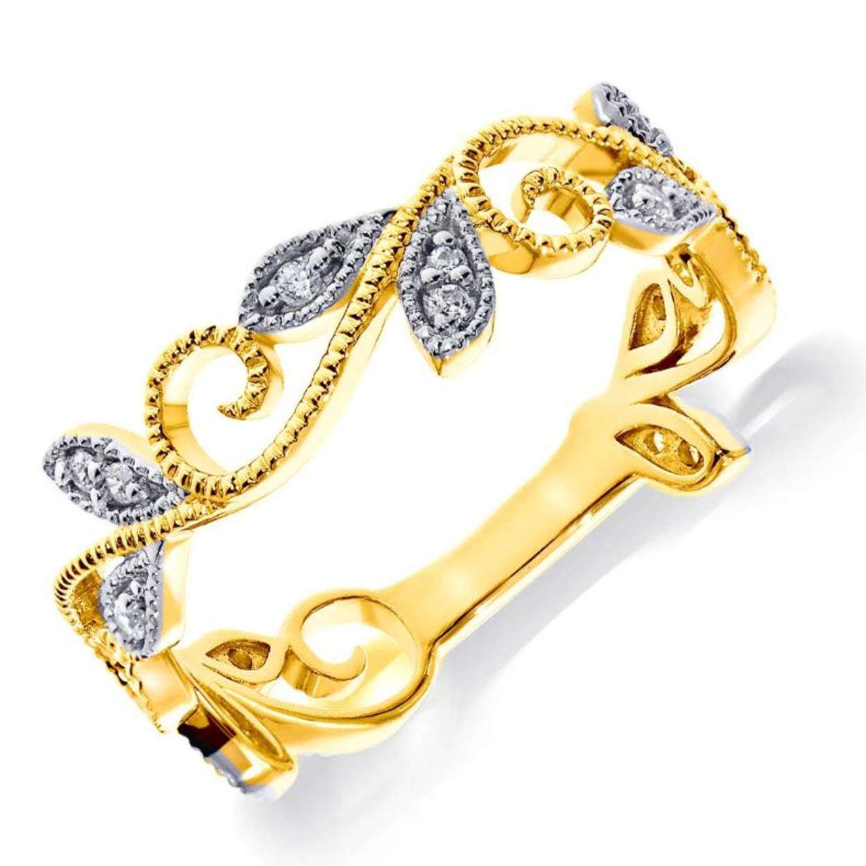 Geel gouden briljant ring 
15steens totaal 0.10crt H-SI