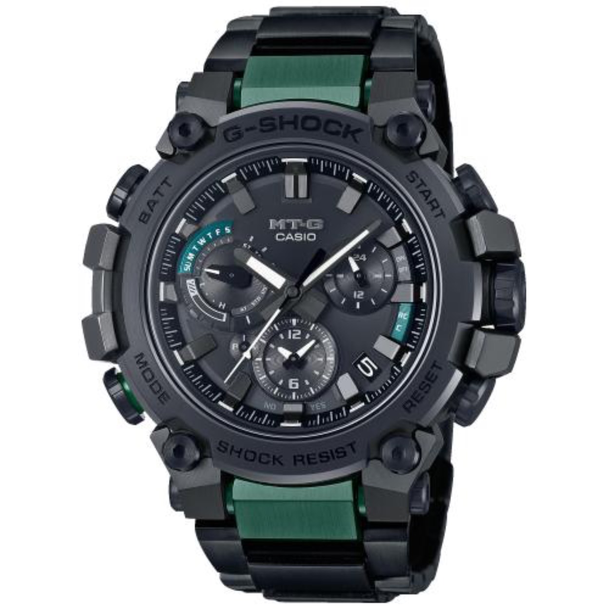 Bluetooth® Smart
Het horloge is met een energiebesparende Bluetooth®-technologie uitgerust, die met een druk op de knop energiezuinige gegevensuitwisseling biedt. Via Bluetooth® kan het horloge draadloos met de smartphone worden verbonden, waardoor diverse handige functies toegankelijk worden.
Smartphone time
Wanneer de klok is gekoppeld met het toestel, wordt de tijd automatisch ingesteld en wordt de huidige tijd dus wereldwijd.
Superilluminator
Met een knop kan de display in een populaire kleur helder worden verlicht
Schokbestendig
Een schokbestendige constructie beschermt tegen schokken en trillingen.
Lichtenergie
Zonnecellen zorgen voor een onafhankelijke en milieuvriendelijke stroomvoorziening van het horloge. Overtollige zonne-energie wordt in een accu opgeslagen.
Zendergestuurd (EU, USA, JPN, CHN)
Of het nu in Europa, Noord-Amerika en Japan of in afgelegen delen van Canada, Midden-Amerika en China is - nadat het horloge op de lokale tijdzone is ingesteld, ontvangt het het betreffende radiosignaal en geeft het altijd de exacte tijd aan. In veel landen stelt het bovendien helemaal vanzelf de zomer- en wintertijd in.
Wereldtijden
De wereldklokfunctie geeft de tijd in maximaal 29 verschillende tijdzones weer.
Dual Time Display
Met de dubbele tijdweergave ze hebben altijd een tweede keer in een oogopslag.
Weergave dag en datum
De huidige dag en datum worden beide getoond.
Stopwatchfunctie - 24 uur
Verstreken tijd wordt gemeten met een precisie van onderdelen van een seconde. Het horloge kan tijden van max. 24 uur meten.
Timer - 1/1 sec. - 24 uur
Voor wie het precies wil weten: de countdown-timers helpen u te herinneren aan speciale of terugkerende gebeurtenissen door op het ingestelde tijdstip een akoestisch signaal af te geven. De tijd kan in een secondepuls en tot maximaal 24 uur vooraf worden ingesteld.
Dagalarm
Aan dagelijks terugkerende gebeurtenissen wordt u herinnerd door het dagalarm, waarbij een akoestisch signaal klinkt op het ingestelde tijdstip.
Automatische ijking van de wijzers
De automatische ijking van de wijzers controleert ieder uur de stand van de wijzers en corrigeert ze, indien nodig, bijvoorbeeld vanwege verlopen onder invloed van stoten of magnetisme.
Kroon slot
Beveiligt de kroon van het per ongeluk veranderen van de werkwijze.
Smart Access Technologie 
Smart Access maakt het eenvoudig om een multifunctioneel horloge te bedienen. Door enkel de kroon er uit te trekken en te draaien heeft u een zeer intiutieve bediening over alle functies.
Phone Finder
Smartphone kwijt? Eén druk op de knop op het horloge is voldoende: de smartphone geeft een alarmsignaal.
Automatische kalender
Als de automatische kalender eenmaal is ingesteld, wordt altijd de juiste datum weergegeven.
Saffierglas
Saffierglas wordt in een kunstmatig procedé geproduceerd en overtuigt door zijn hardheid en krasbestendigheid. Ontsierende beschadigingen, krassen en vertroebelingen kunnen hierdoor ook worden voorkomen.
Roestvrij stalen carbon kast
Geval met IP-afwerking
De behuizing van het horloge is gecoat door het zogenaamde "ion plating-proces" dat verbruikt en biedt het voordeel van een verhoogde krasbestendigheid.

Armband met IP-afwerking
De armband van het horloge is uitgebreid gecoat volgens het zogenaamde "Ion Plating" -proces en biedt het voordeel van een verhoogde krasbestendigheid.
One-Push Band uitwisseling
Veiligheidssluiting
Daarop kun je vertrouwen: de armband van dit horloge is met een speciale sluiting uitgerust die het per ongeluk openen verhindert.
Classificatie waterbestendigheid (20 bar)
Perfect voor vrij duiken zonder scuba-uitrusting: het horloge is waterbestendig tot 20 bar (ISO 22810).
Afmetingen (H x B x D)
51,9mm x 50,9mm x 12,1mm
Gewicht
ca. 148 gKasthoogte: 51.9 mm
Kastbreedte: 50.9 mm
Kastdikte: 12.1 mm

Band: 
Sluiting: Veiligheidssluiting

Overige specificaties: 
Gewicht: 148 gram
Glassoort: Saffierglas
Waterdichtheid: Classificatie waterbestendigheid (20 bar)
Dagalarm
Superilluminator
Weergave dag en datum
Automatische kalender
Automatische ijking van de wijzers
Kroon slot
Smart Access Technologie
Phone Finder
Schokbestendig
Bluetooth� Smart
Lichtenergie
Stopwatchfunctie - 24 uur
Timer - 1/1 sec. - 24 uur
Zendergestuurd (EU, USA, JPN, CHN)
Wereldtijden
Dual Time Display
Batterij: CTL920
ACCURATIE: Smartphone Link