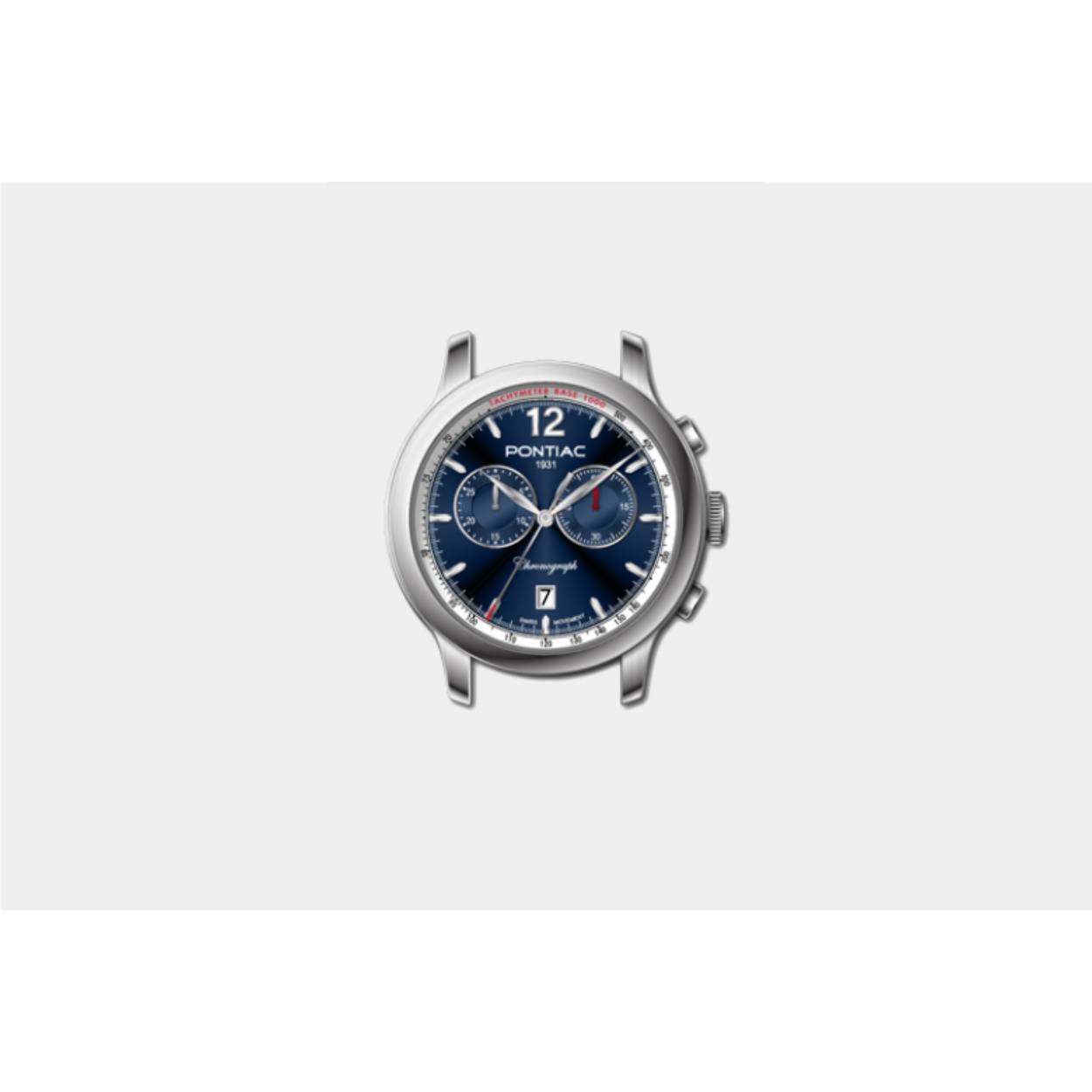 chrono leder blauwe cadran