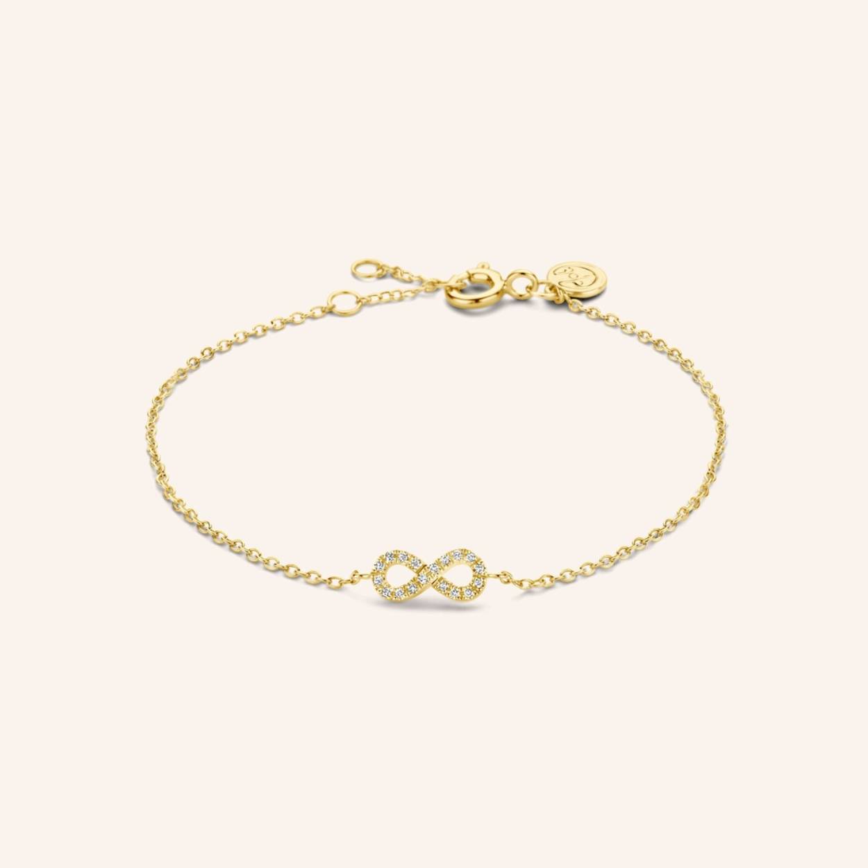 Infinity in verguld zilver met diamant