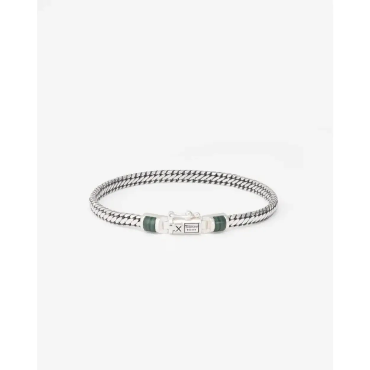J101MA D - Ben Mini Gemstone Armband Zilver Malachite