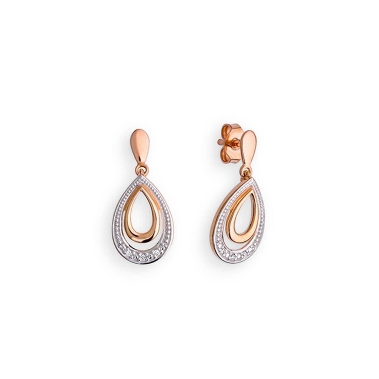 oorhangers bicolor met diamant 0,02