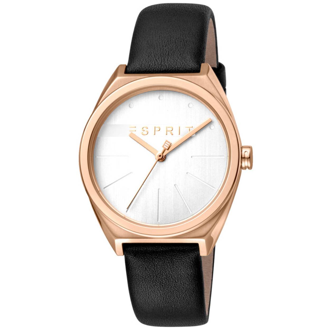 Dit dames horloge is van het merk Esprit. Het is een quartz horloge. De band is gemaakt van lederen. De diameter van de kast is 34mm.