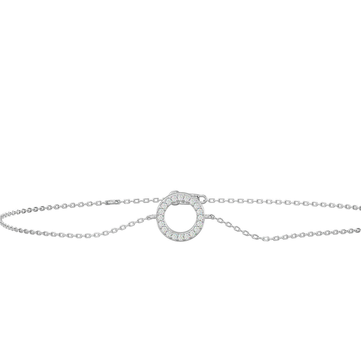 BRACELET CERCLES OR BLANC ET DIAMANTS 0.07GHSI
DIAMETRE 8MM / CHAINE 17CM AVEC LIEN 15,5CM