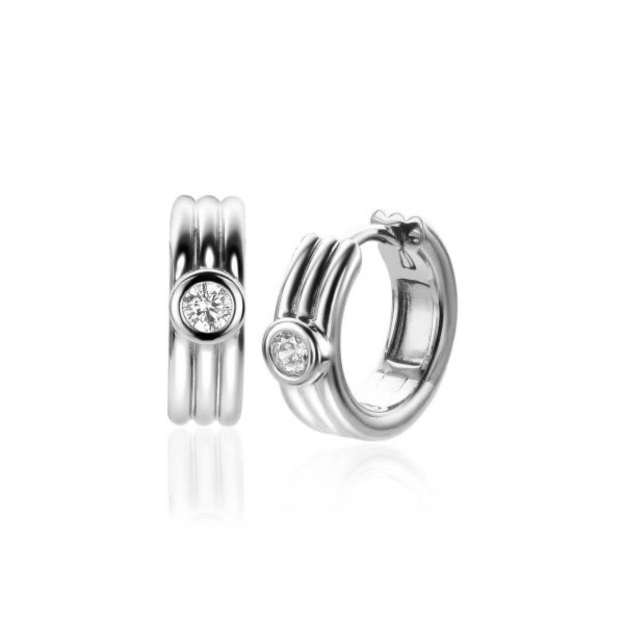 zilveren zinzi klapcreolen met zirkonia