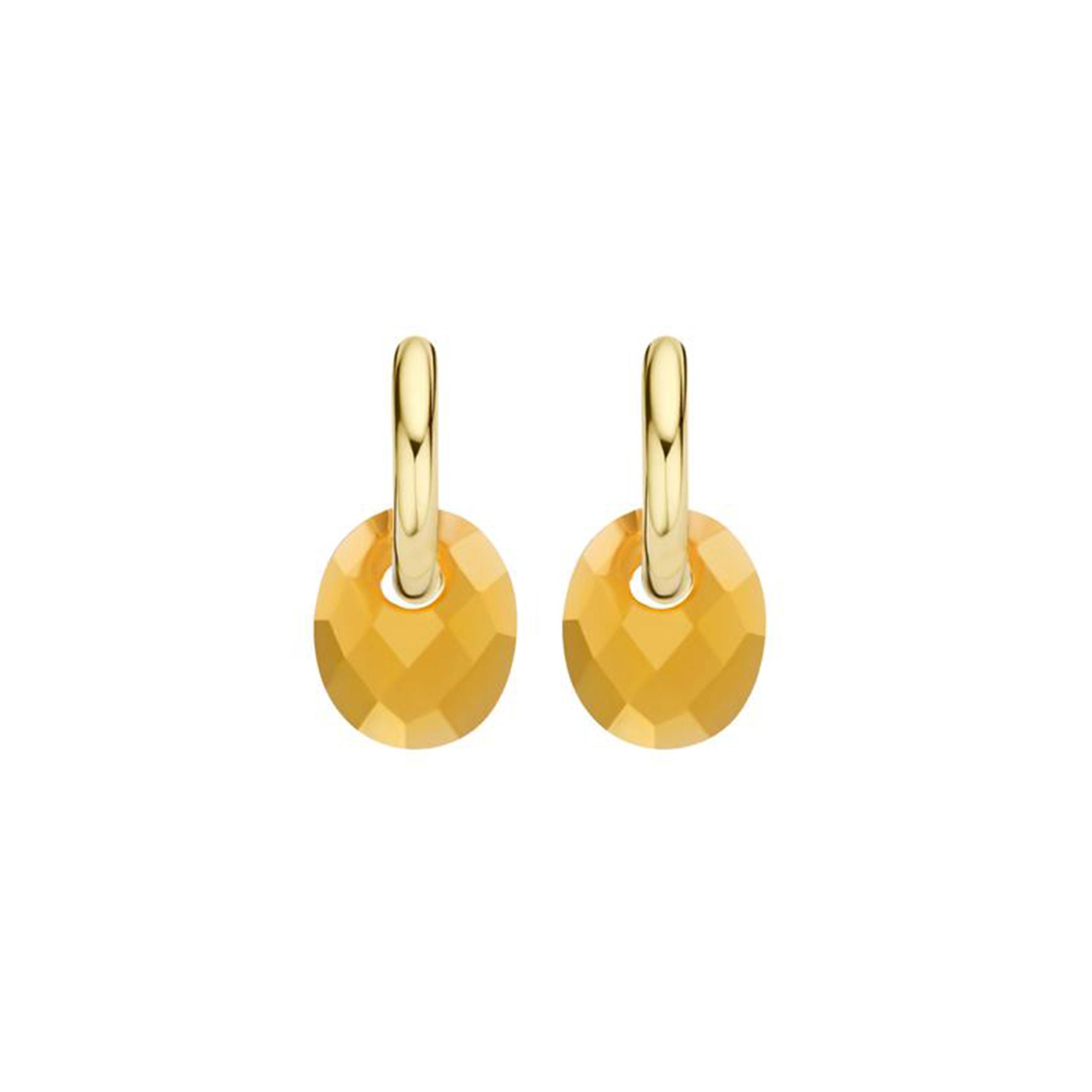 Hou je van speels en stylish? Dan zijn deze natuurstenen oorbedels iets voor jou. De ovaalvormige bedels zijn gemaakt van heldergeel citrien met facetslijpsel. Ze zijn 12 mm hoog en passen om oorringen met maximaal 3 mm doorsnede. Prachtig samen met gouden oorbedels van Blush