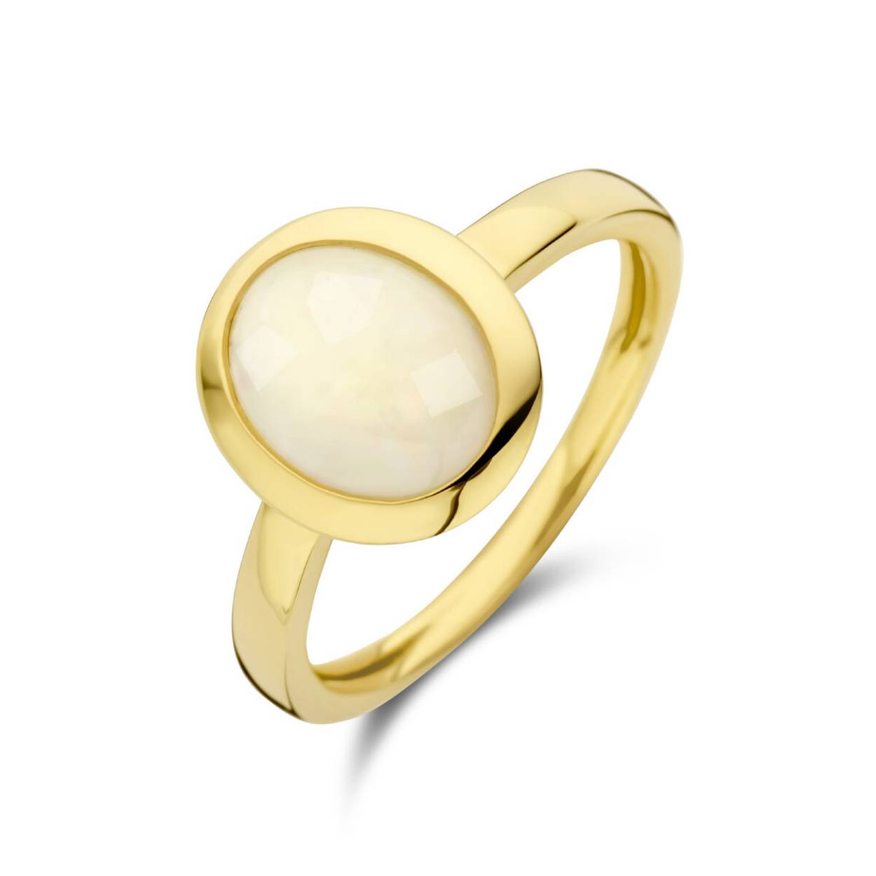 Geelgouden ring met Opaal, 10*12mm