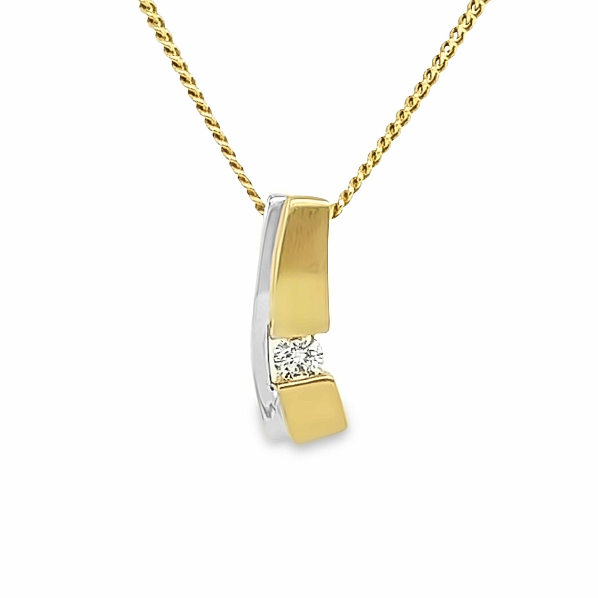 Bicolor gouden hanger met Diamant 0,05 karaat