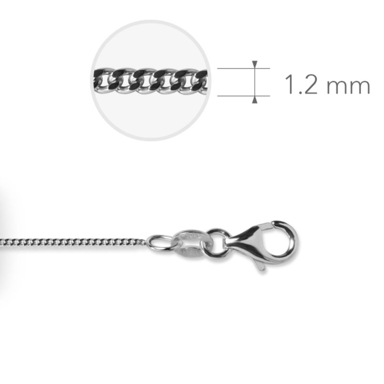 Zilveren collier lengte gourmet 42cm GM035