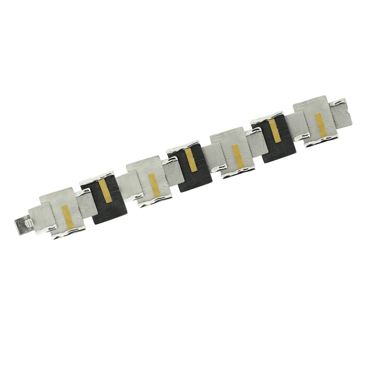 Armband wit zilver goud opleg zwart geoxideerd met vlakverdeling