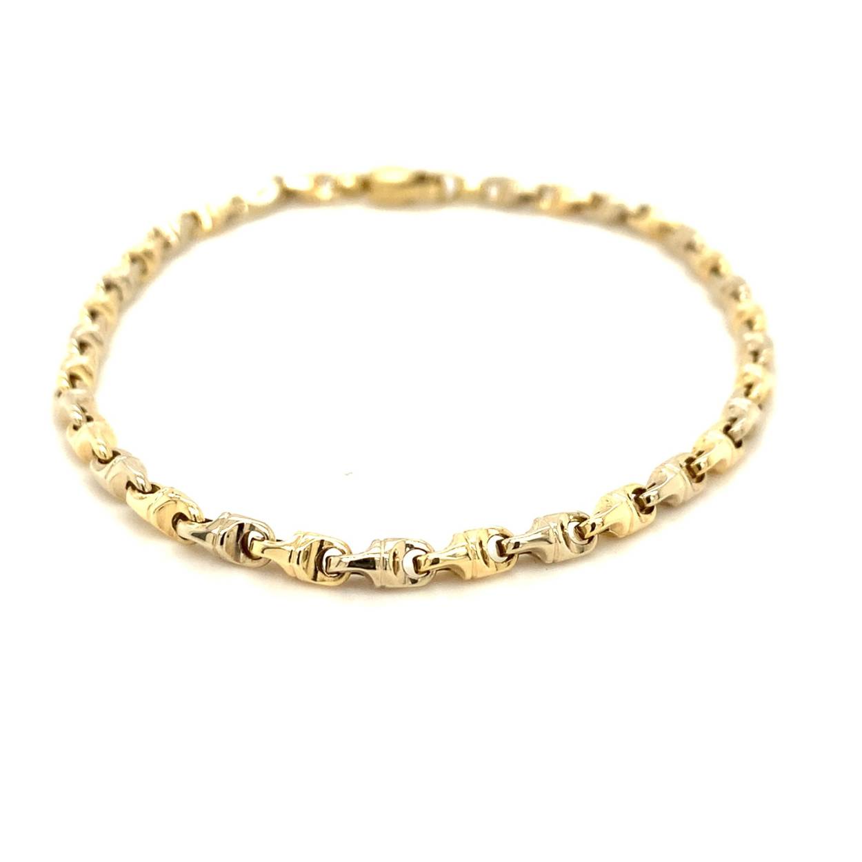 14 krt.geel gouden schakelarmband 19cm