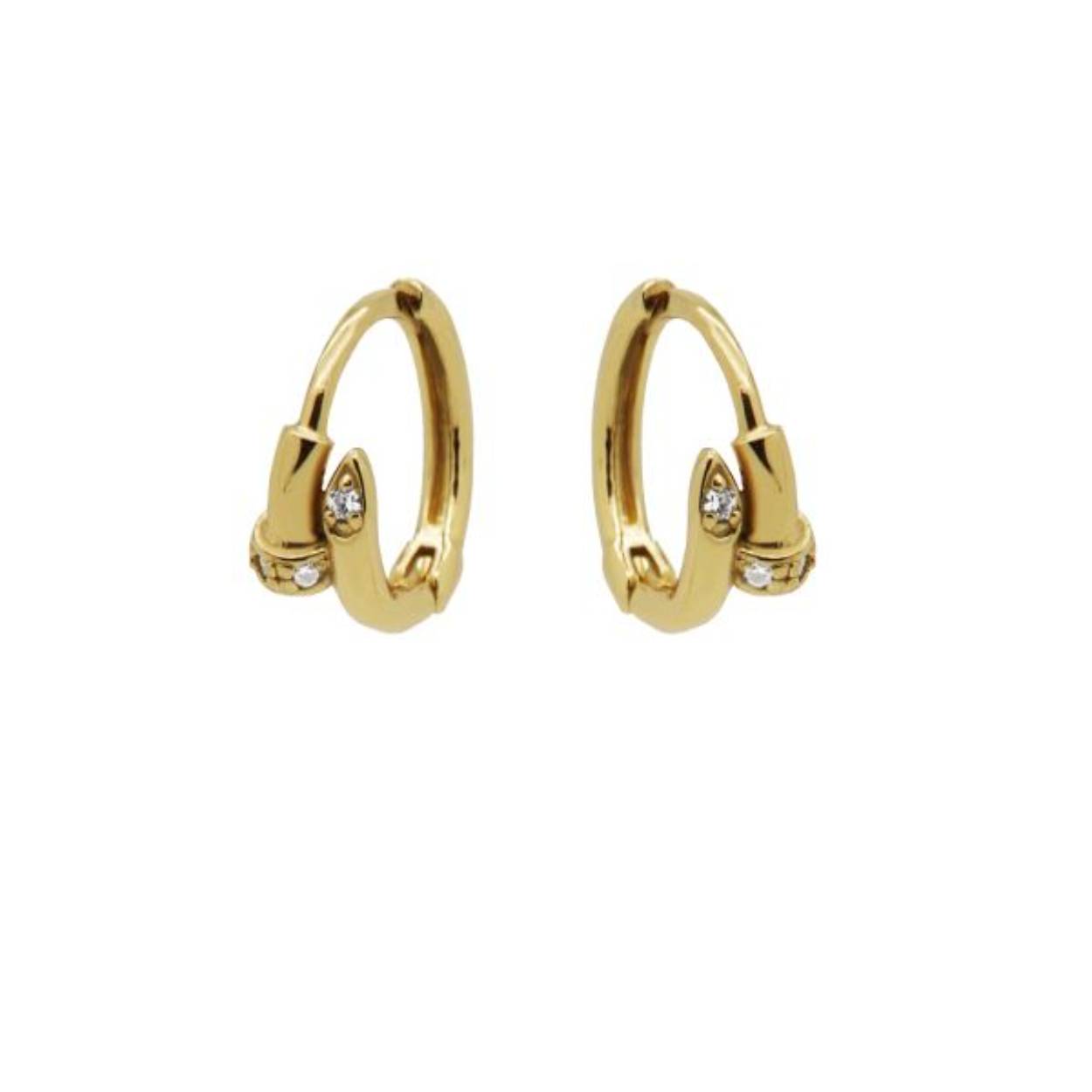 Karma zilver vergulde hinged hoops zirkonia spike
