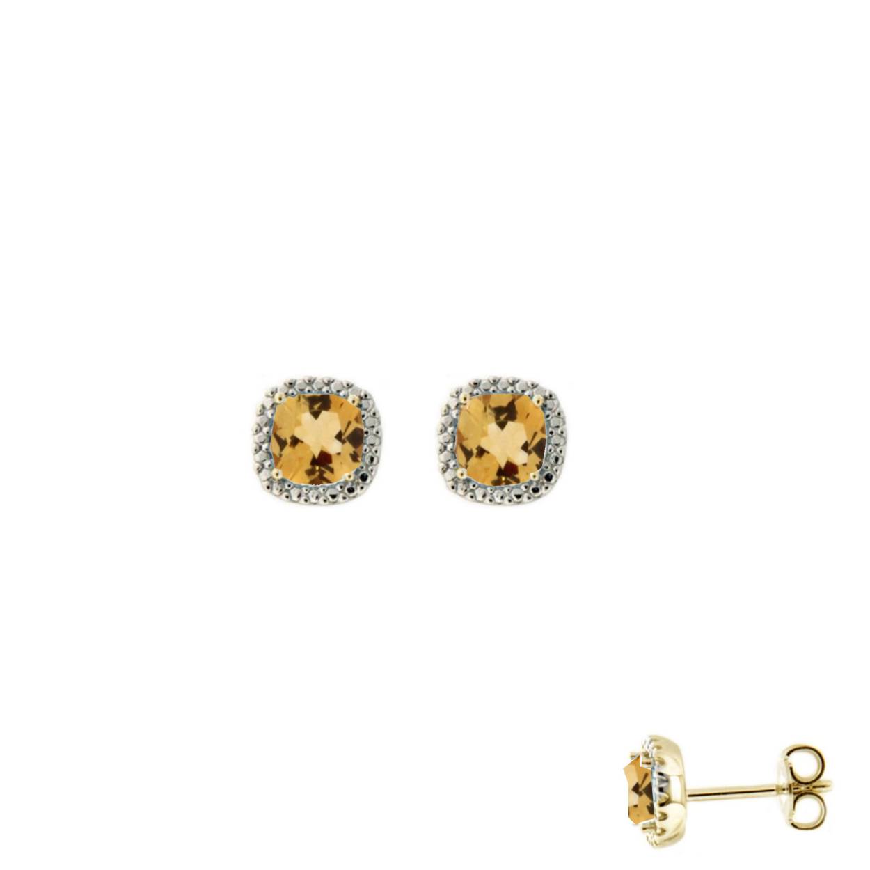 Naiomy oorstekers goud 18k gezet met Citrien