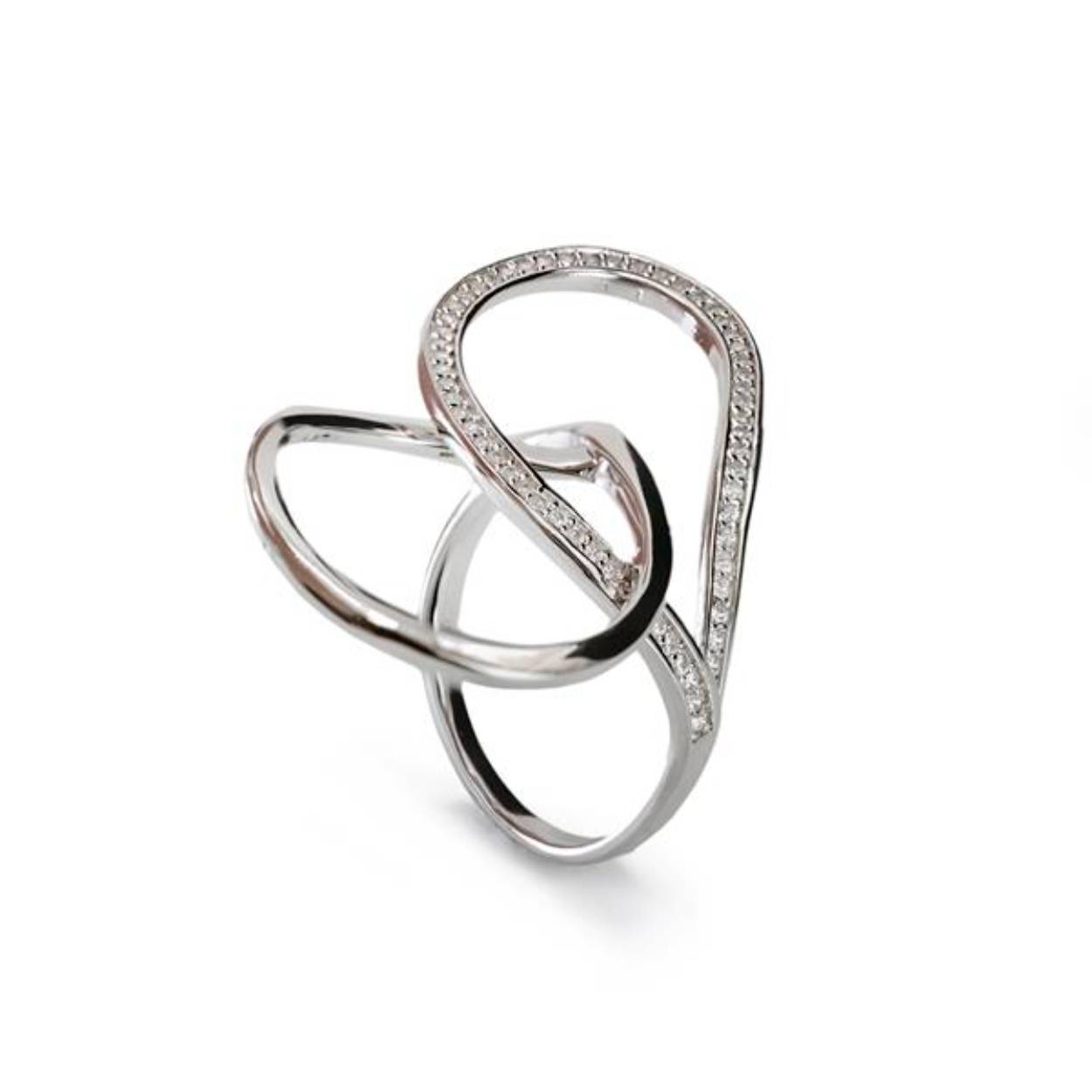 Zilveren ring, groot open model met zirkonia