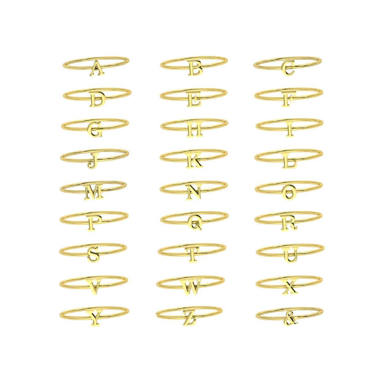 14 kt geelgouden ring met letter prijs per model