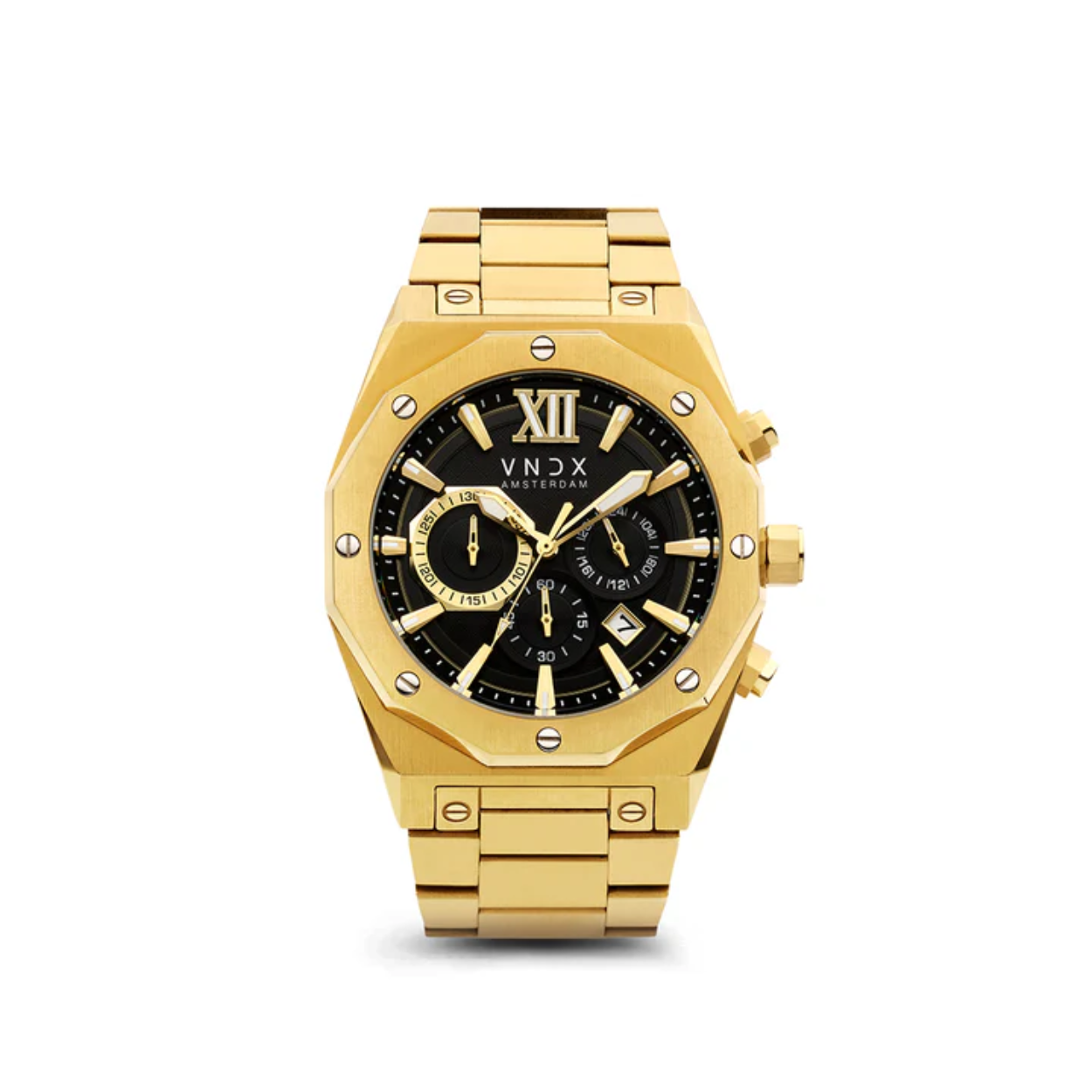 Heren horloge Wise Man Staal straalt krachtige stijl uit met zijn imposante twaalfhoekige roestvrijstalen kast van 46 mm. Dit horloge voor heren is een symbool van pure elegantie en is de ultieme metgezel voor zelfverzekerde heren. Naast zijn tijdloze ontwerp biedt de Wise Man Staal ook diverse functies, waaronder een stopwatch, datumaanduiding en een waterdichtheid tot 10 ATM. De lichtgevende wijzers zorgen ervoor dat je te allen tijde de tijd nauwkeurig kunt aflezen, ongeacht het moment van de dag. 