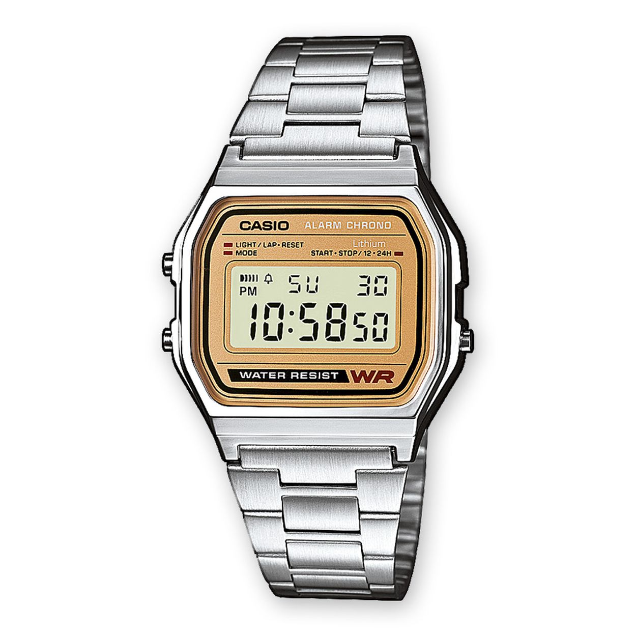 Dit horloge van Casio komt uit de collectie: Vintage ICONIC. Dit horloge heeft de volgende functies: Displayverlichting, Dagalarm, Automatische kalender, 12/24-uurs tijdweergave, Stopwatchfunctie - 1/100 sec. - 1 uur